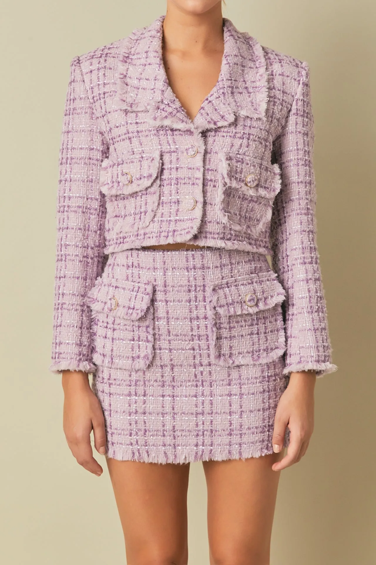 Tonal Boucle Tweed Short Blazer sold by Endless Rose product image thumbnail 2