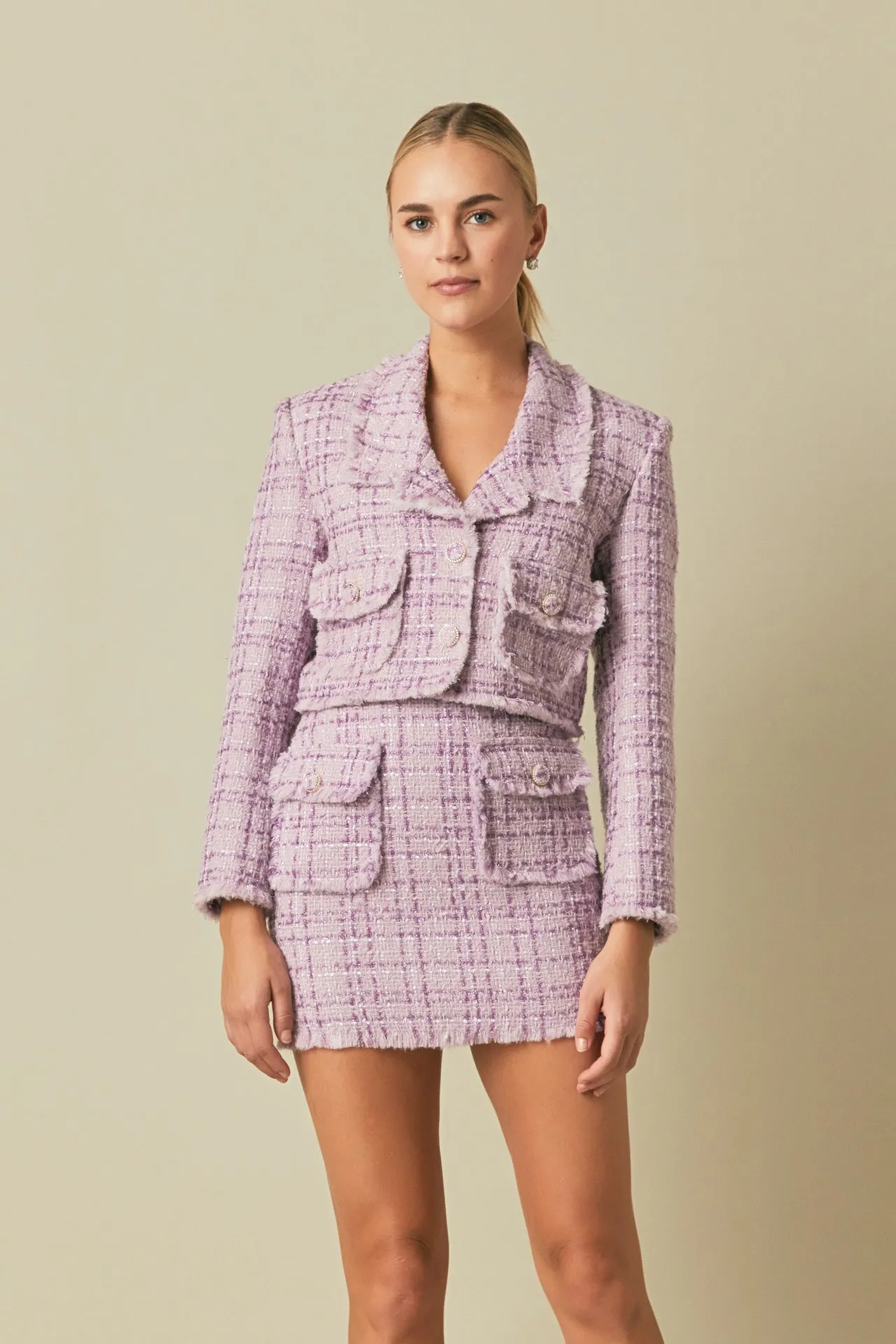 Tonal Boucle Tweed Short Blazer sold by Endless Rose product image thumbnail 5