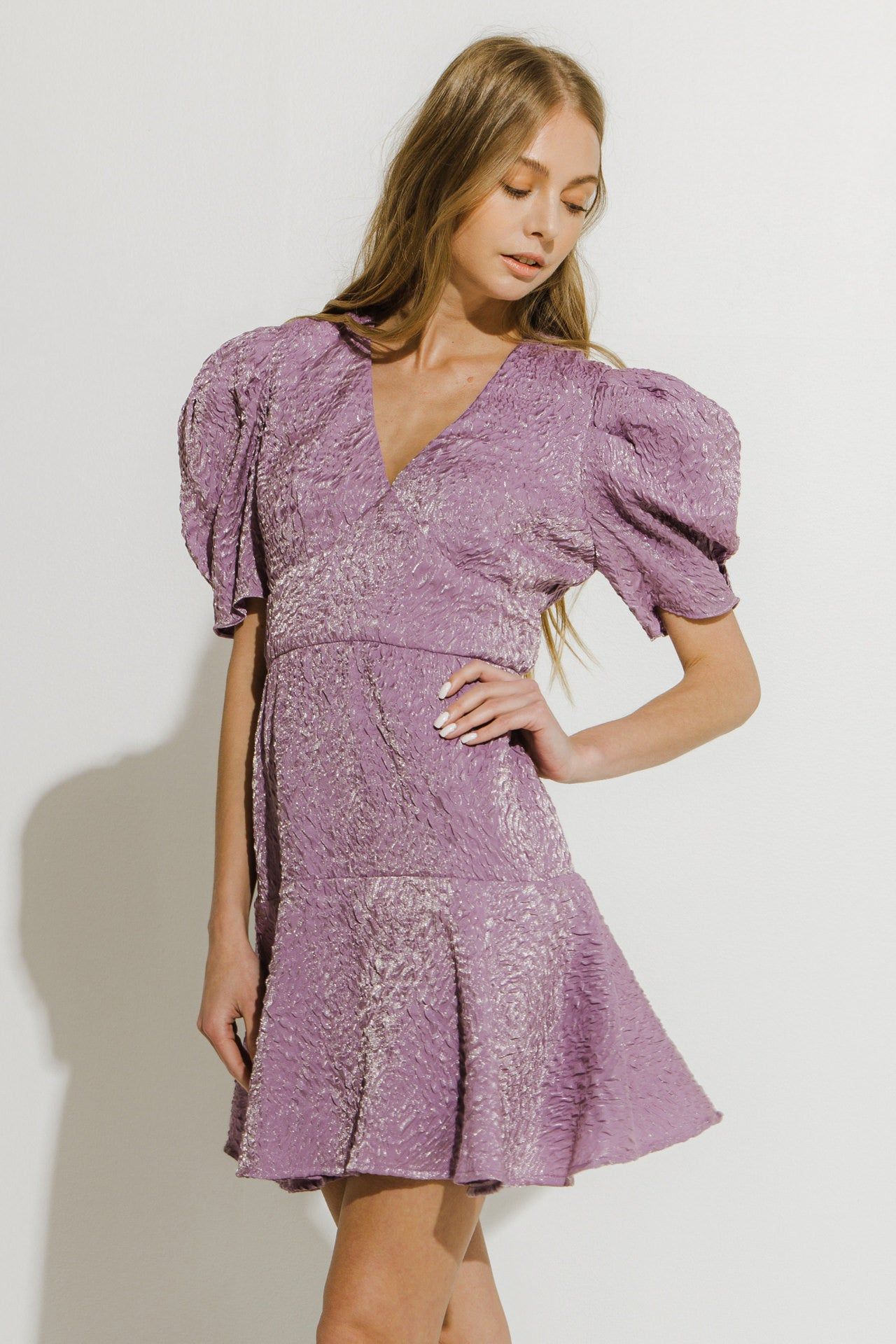 Texture V-neck Mini Dress sold by Endless Rose product image thumbnail 3