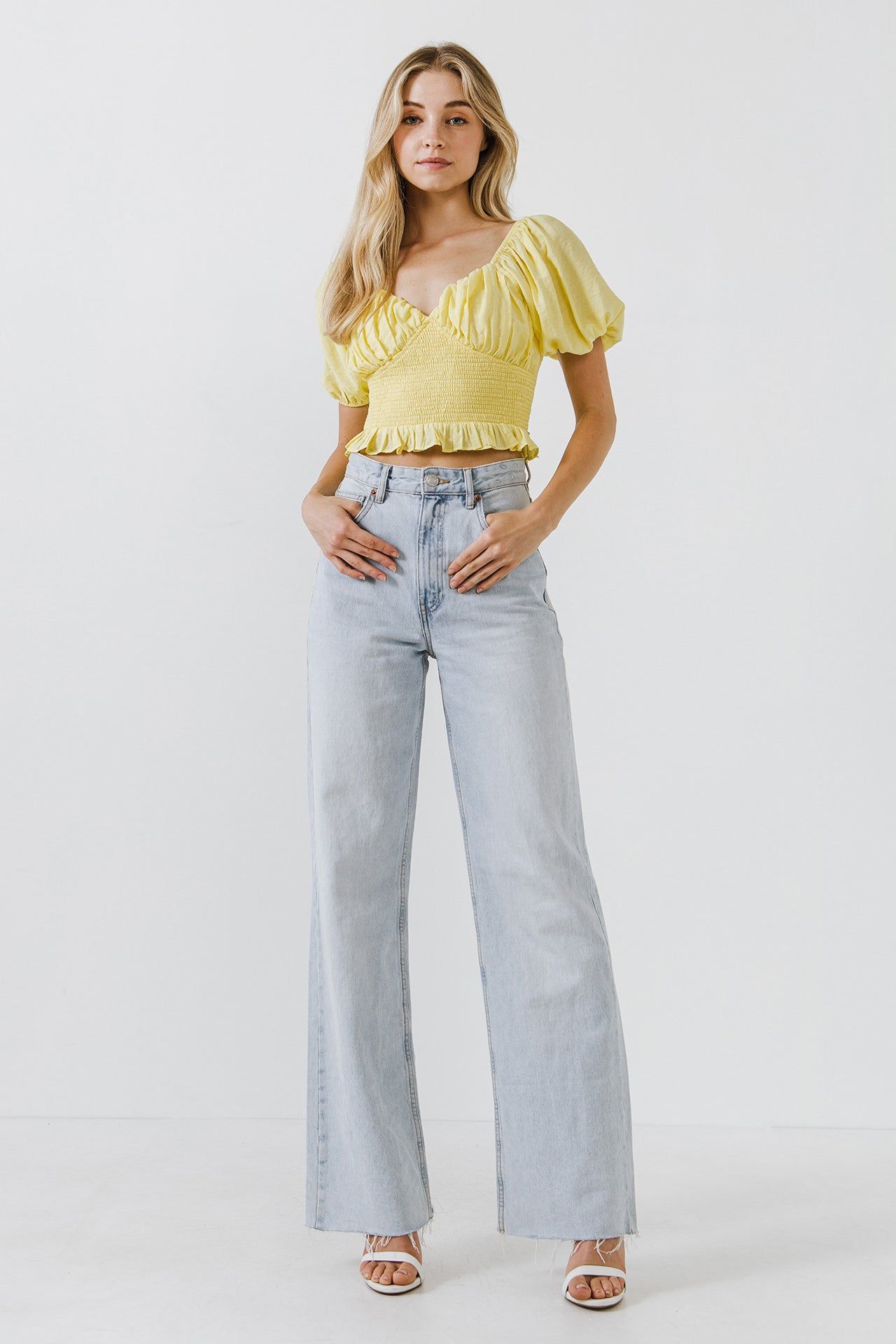 Sweetheart Smocked Puff Sleeve Top sold by Endless Rose