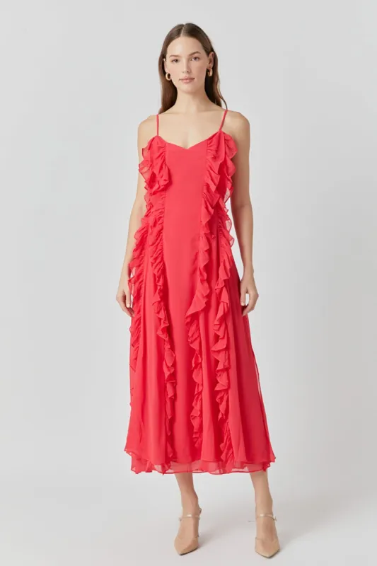 Chiffon Ruffled Spaghetti Maxi Dress sold by Endless Rose