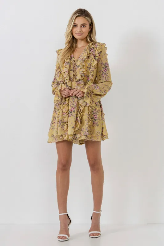 Chiffon Floral Ruffled Dress sold by Endless Rose