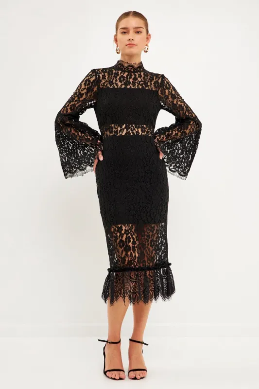 Long-Sleeved Lace Midi Dress sold by Endless Rose