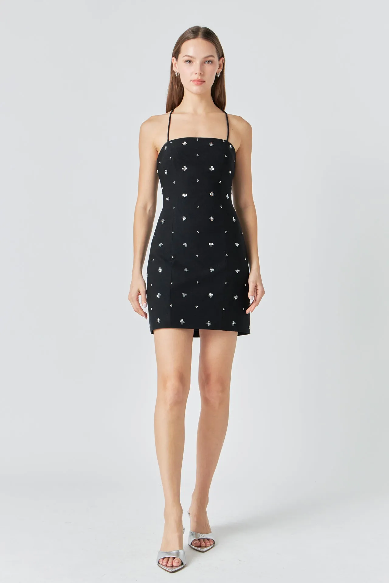 Premium Sequins Floral Embroidery Mini Dress sold by Endless Rose