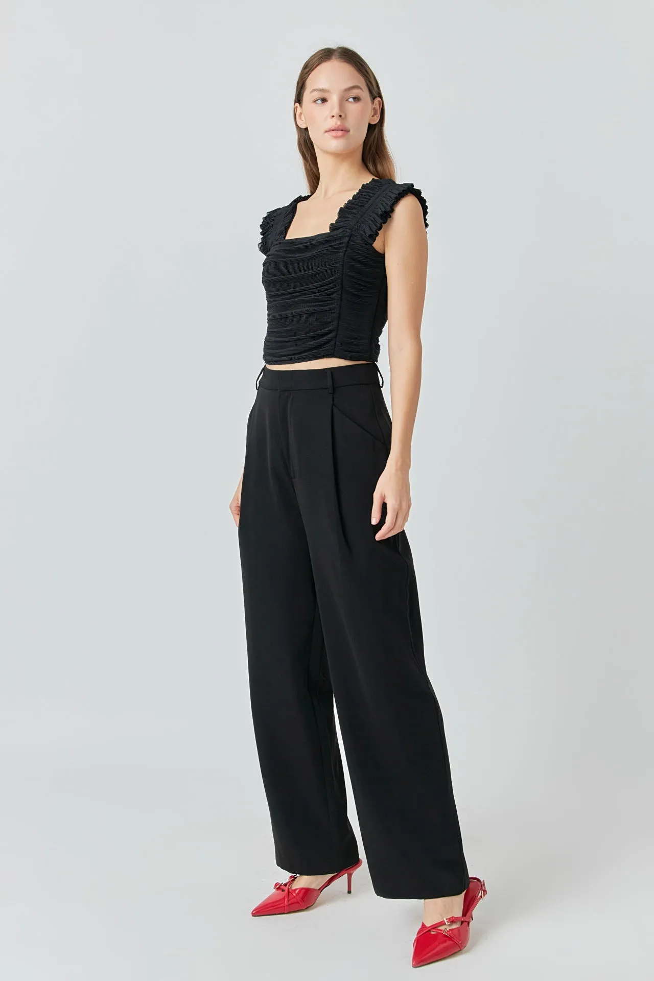 Ruffled Pleated Mesh Tank Top sold by Endless Rose product image thumbnail 3