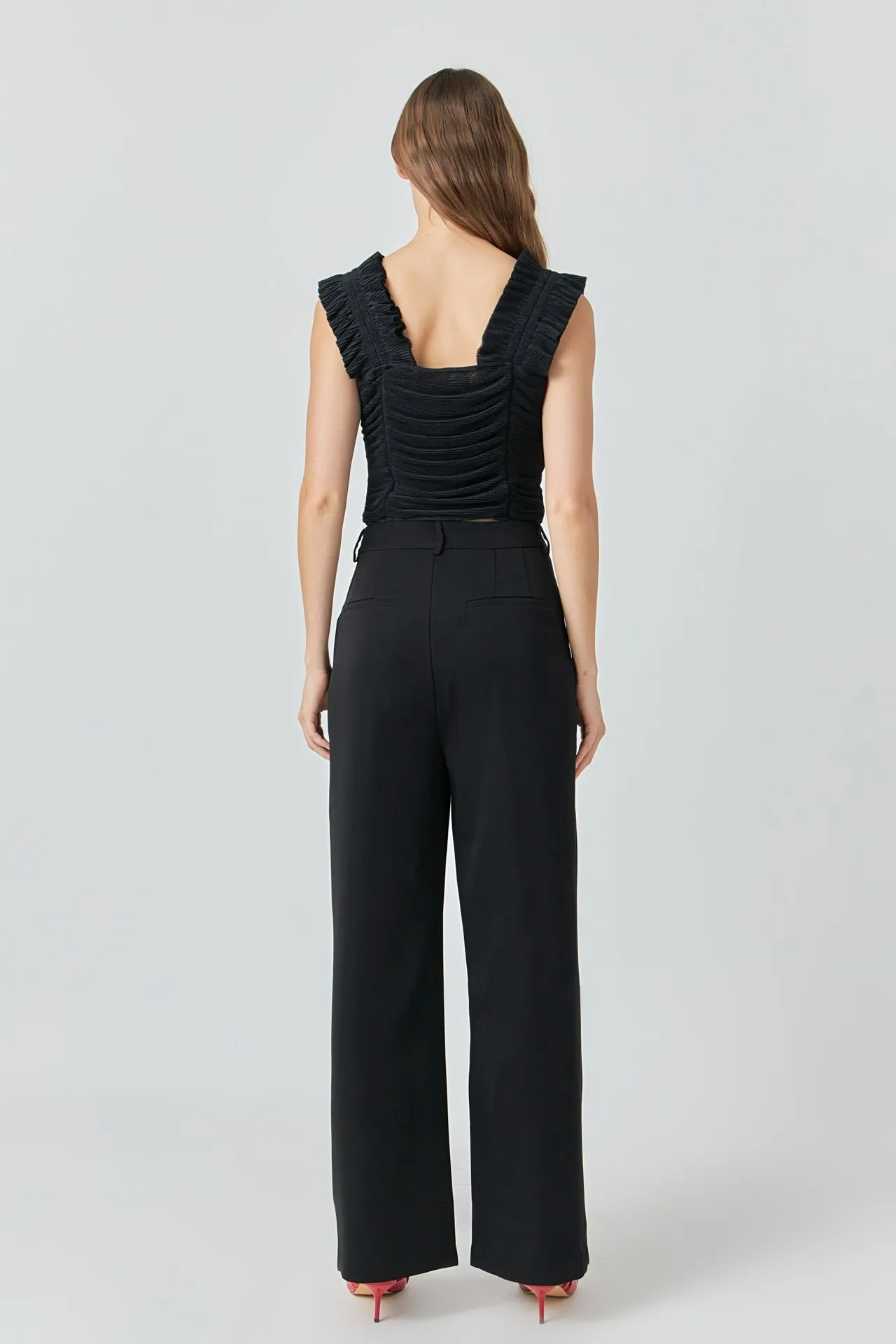 Ruffled Pleated Mesh Tank Top sold by Endless Rose product image thumbnail 4