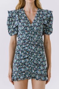 Floral V-neck Shirring Dress sold by Endless Rose