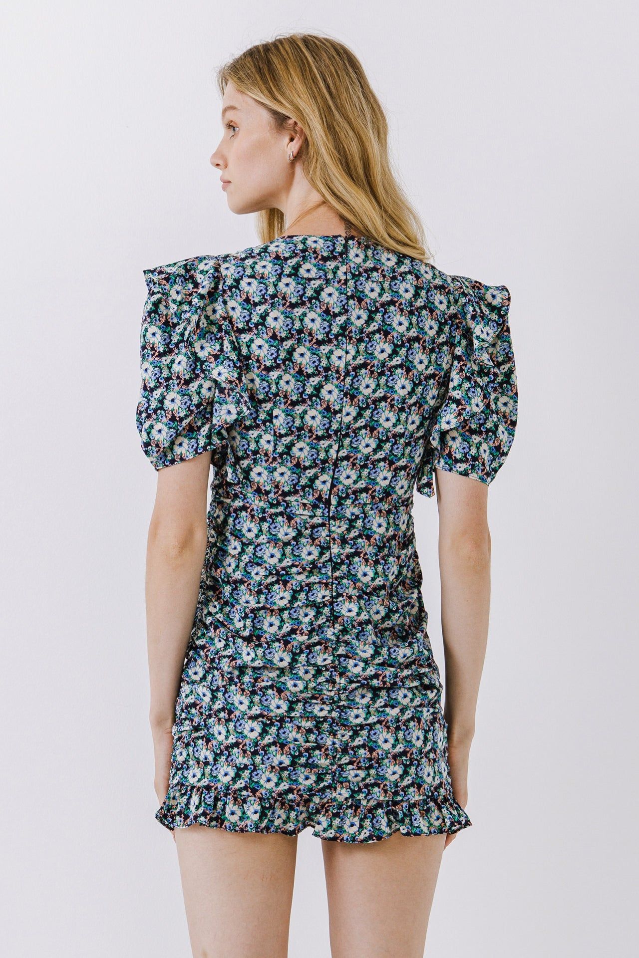Floral V-neck Shirring Dress sold by Endless Rose product image thumbnail 4