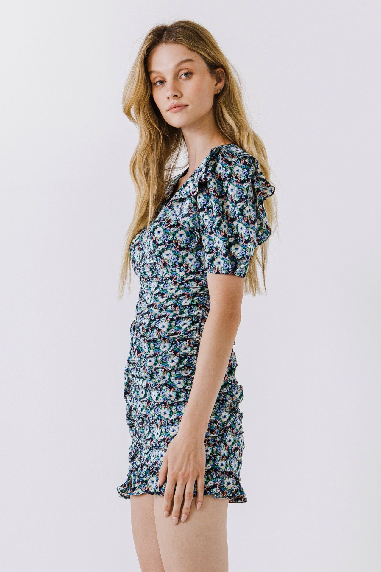 Floral V-neck Shirring Dress sold by Endless Rose product image thumbnail 3
