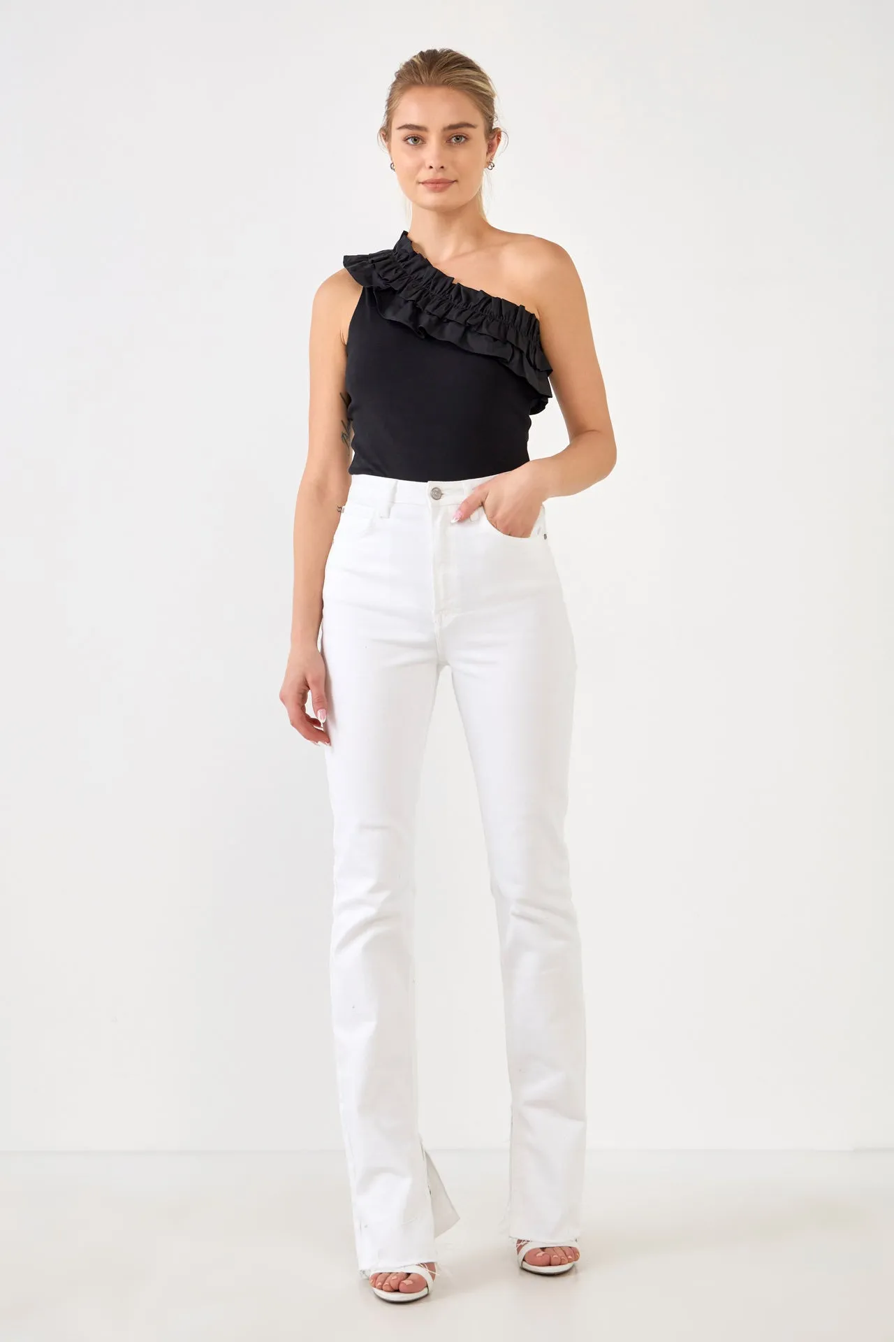 Ruffled Asymmetrical Bodysuit sold by Endless Rose product image thumbnail 5