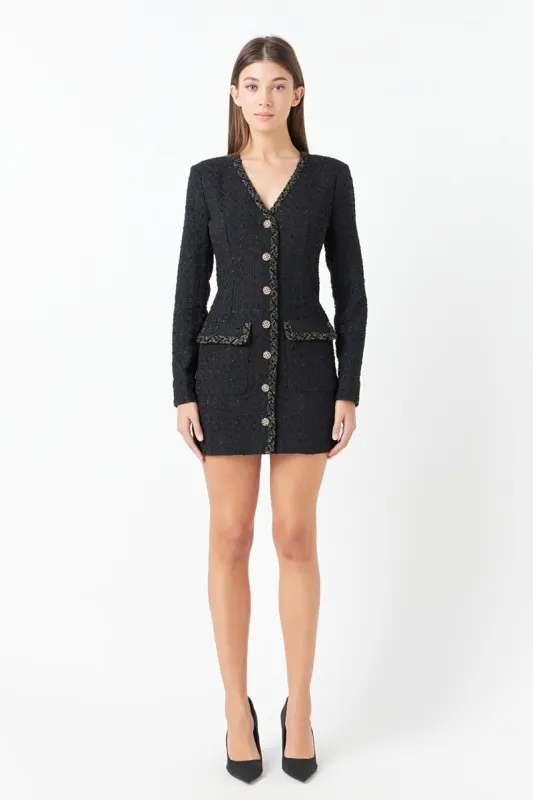 Trim Detail Tweed Dress sold by Endless Rose