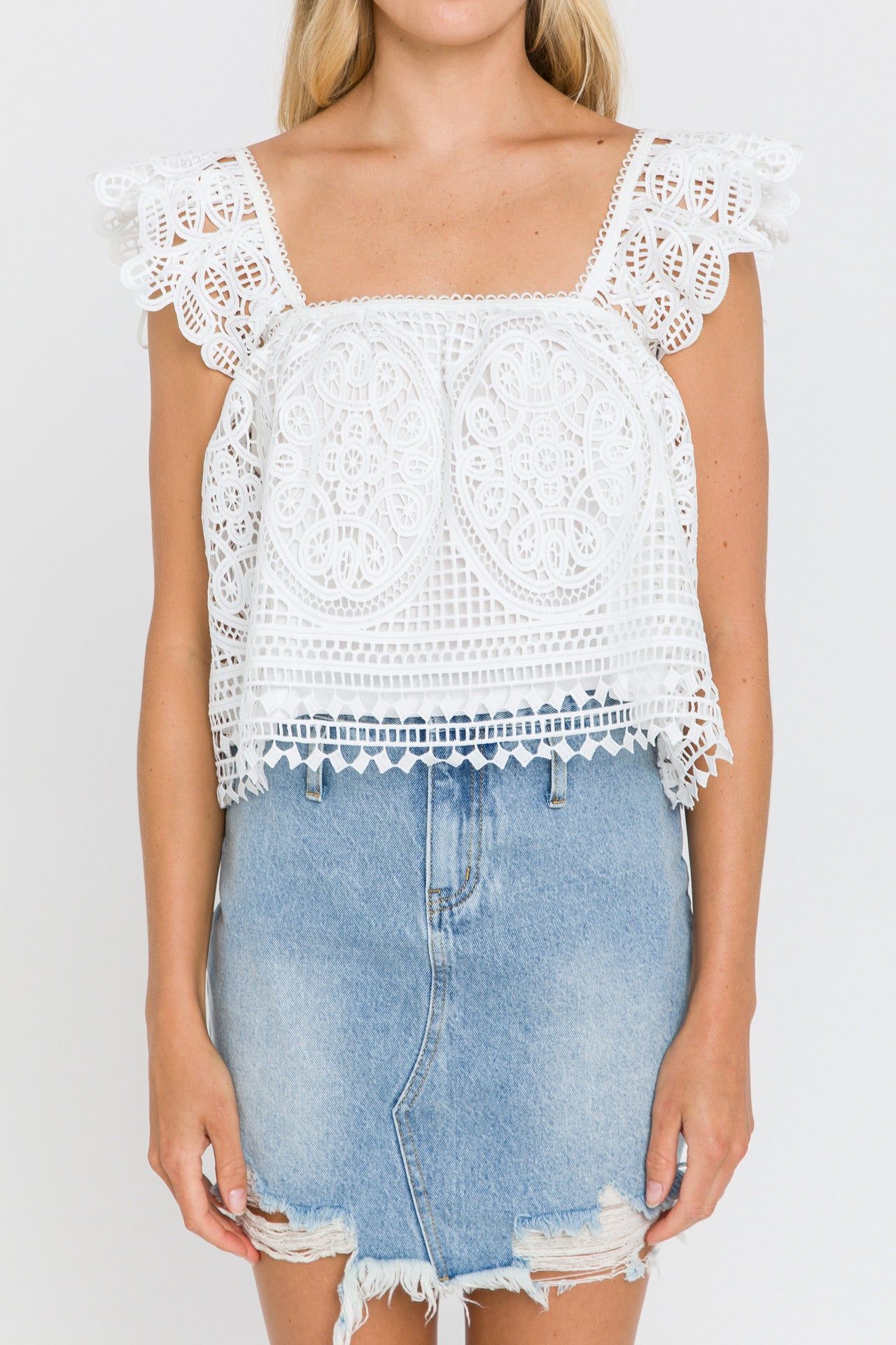 Flounce Lace Crop Top sold by Endless Rose product image thumbnail 2