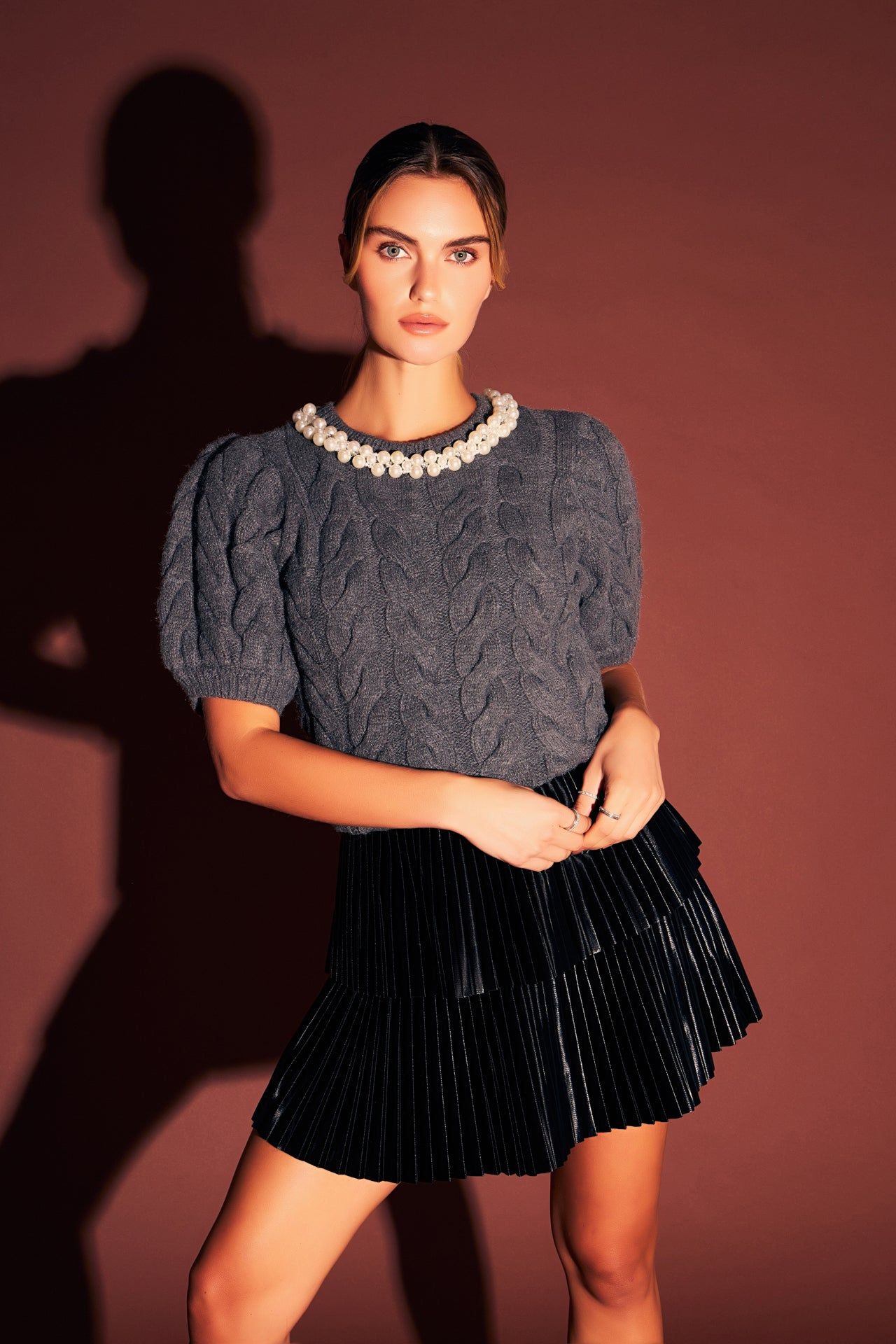 Pearl Trim Cable Knit Top sold by Endless Rose product image thumbnail 5