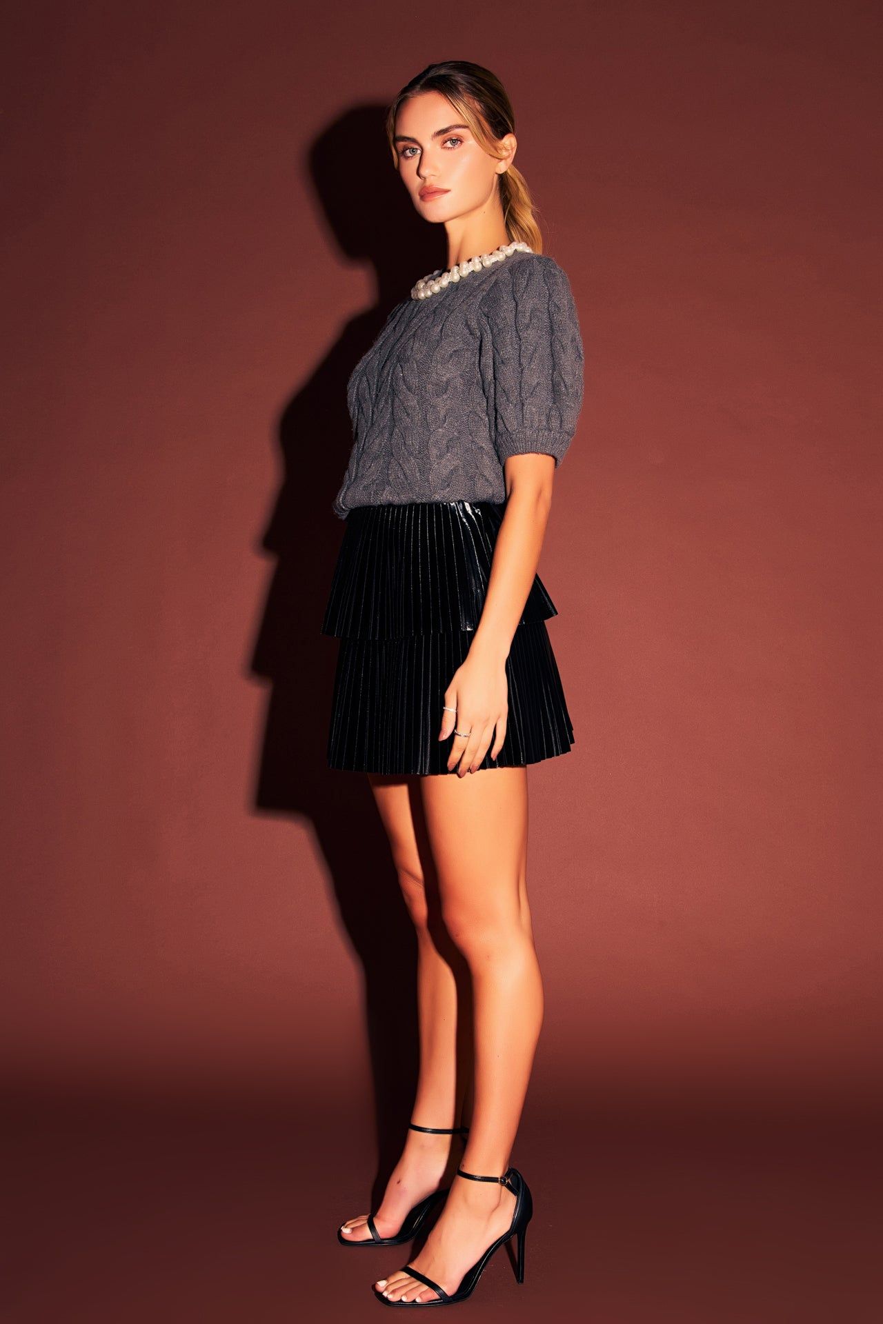 Pearl Trim Cable Knit Top sold by Endless Rose product image thumbnail 3