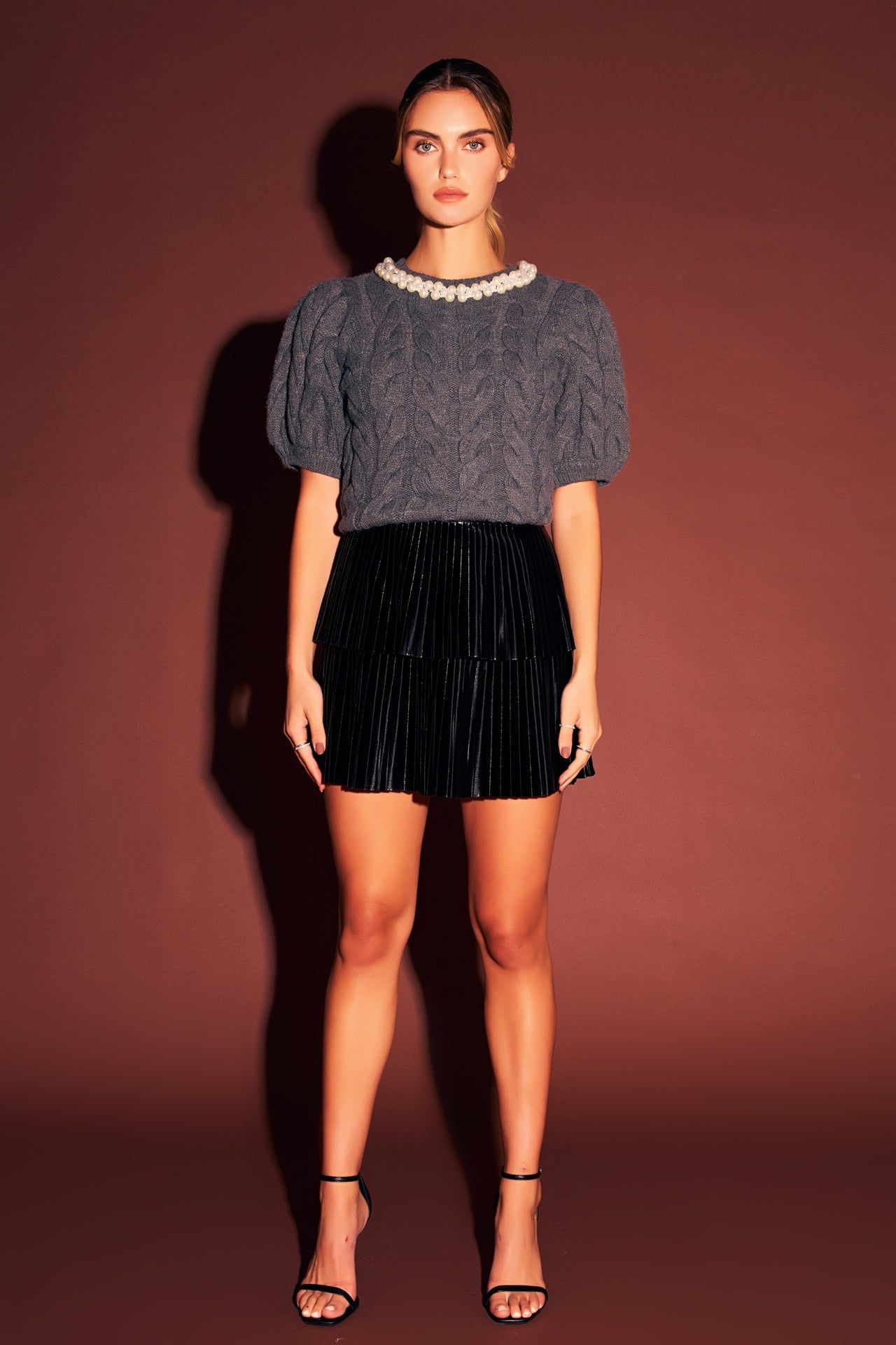 Pearl Trim Cable Knit Top sold by Endless Rose