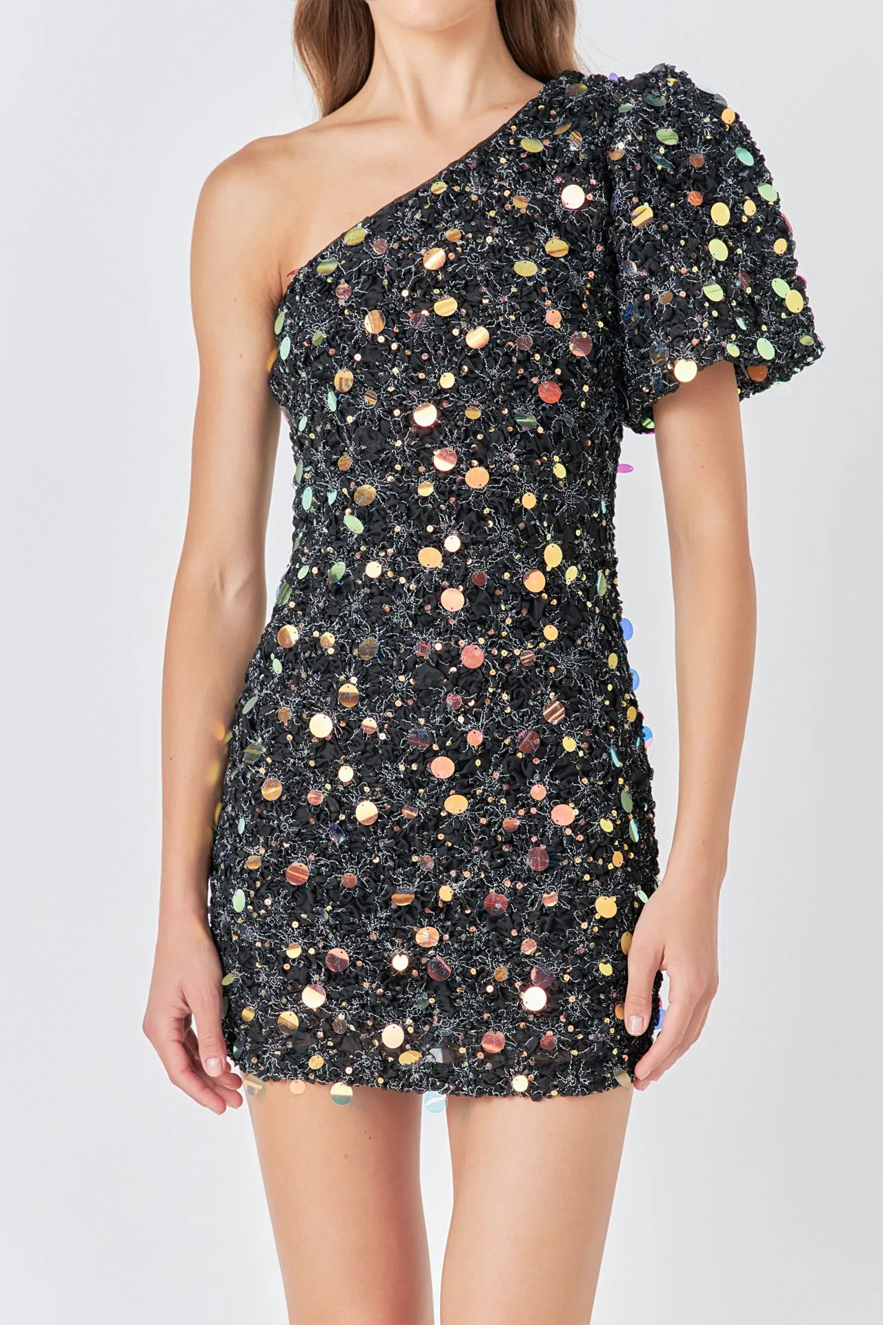 Premium One-Shoulder Sequin Mini Dress sold by Endless Rose product image thumbnail 2