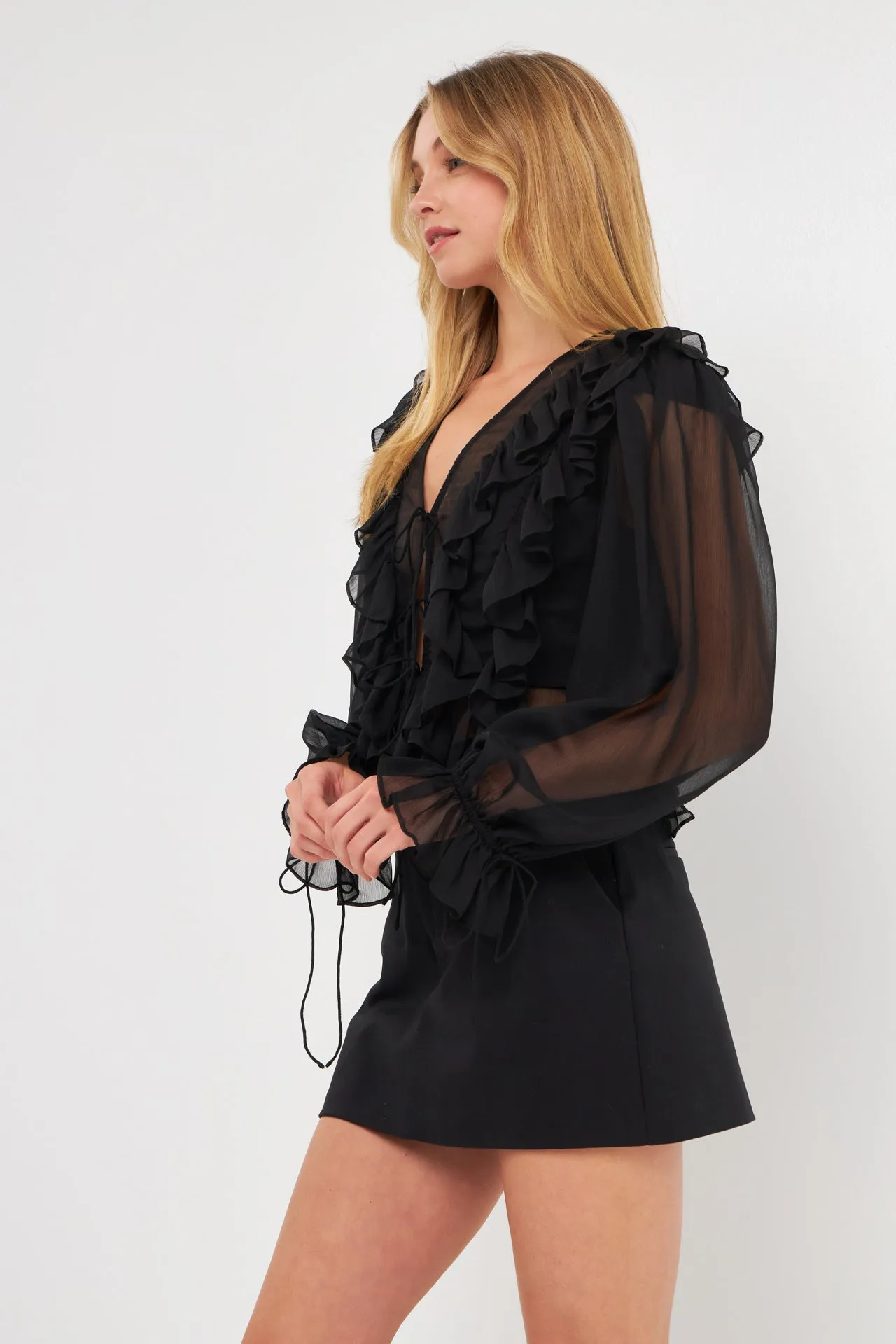 Multi Ruffled Long Sleeve Blouse sold by Endless Rose product image thumbnail 5