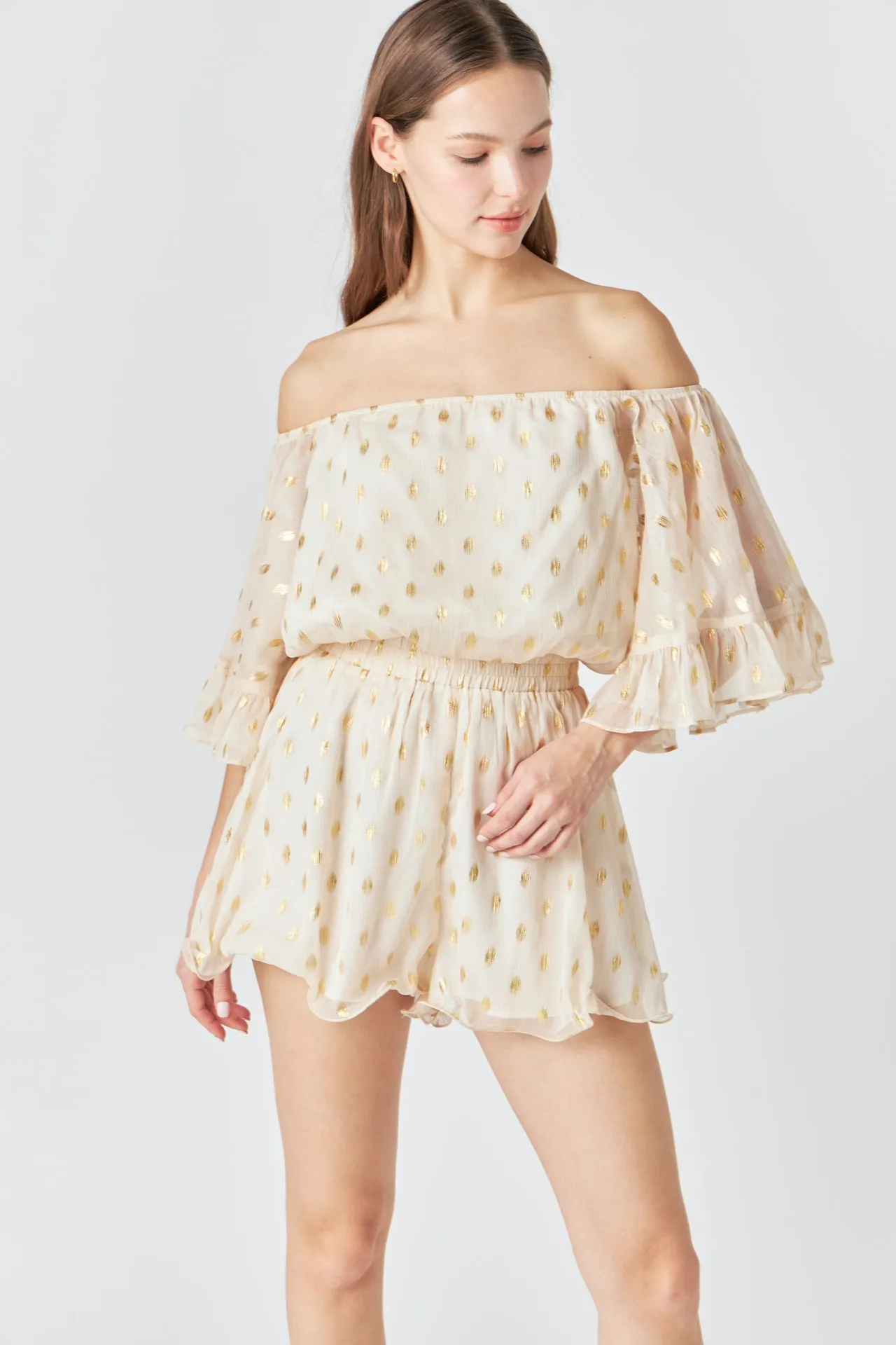 Foil Print Off-Shoulder Romper sold by Endless Rose product image thumbnail 5