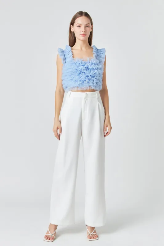 Ruffled Shoulder Strap Tulle Top sold by Endless Rose