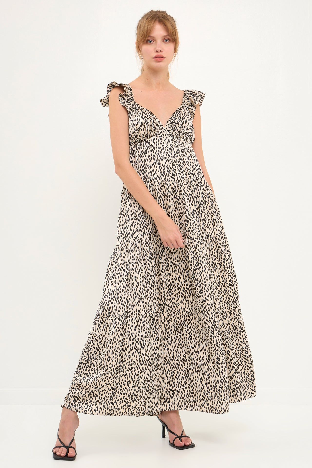 Printed Animal Sweetheart Tiered Maxi Dress sold by Endless Rose