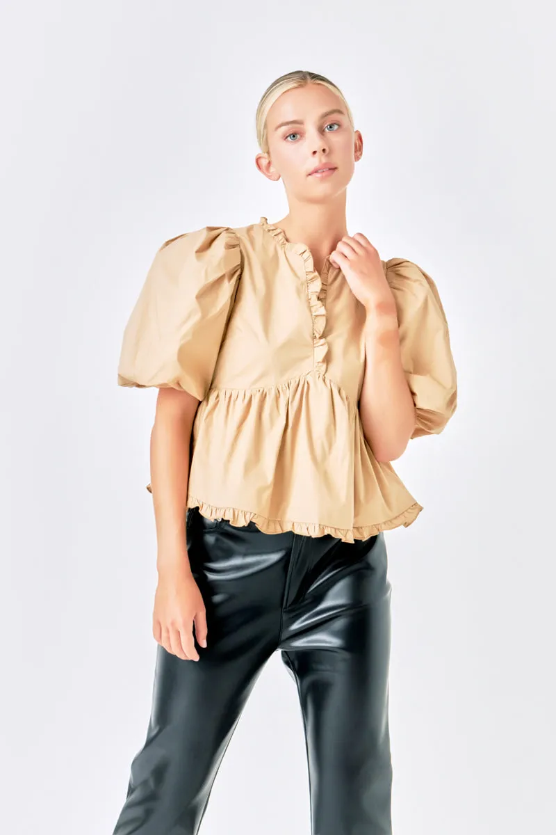 Puff Sleeve Peplum Top sold by Endless Rose product image thumbnail 5