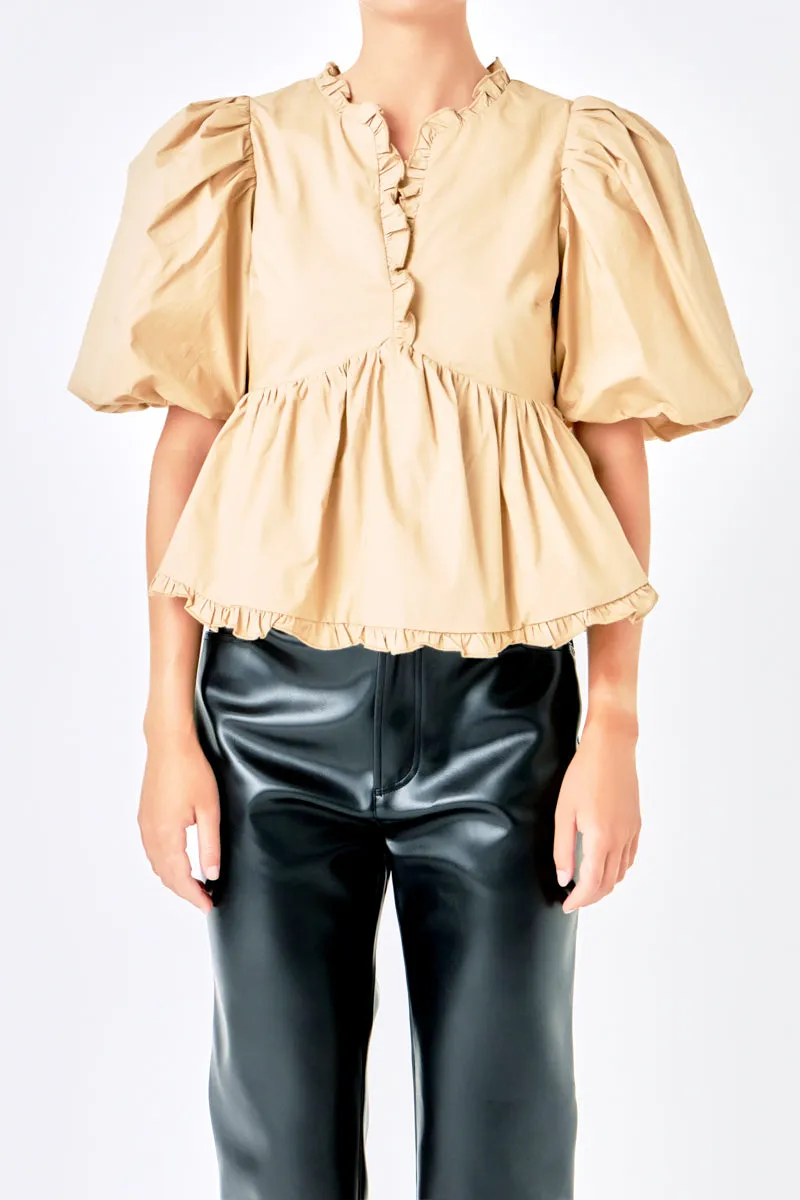 Puff Sleeve Peplum Top sold by Endless Rose product image thumbnail 2