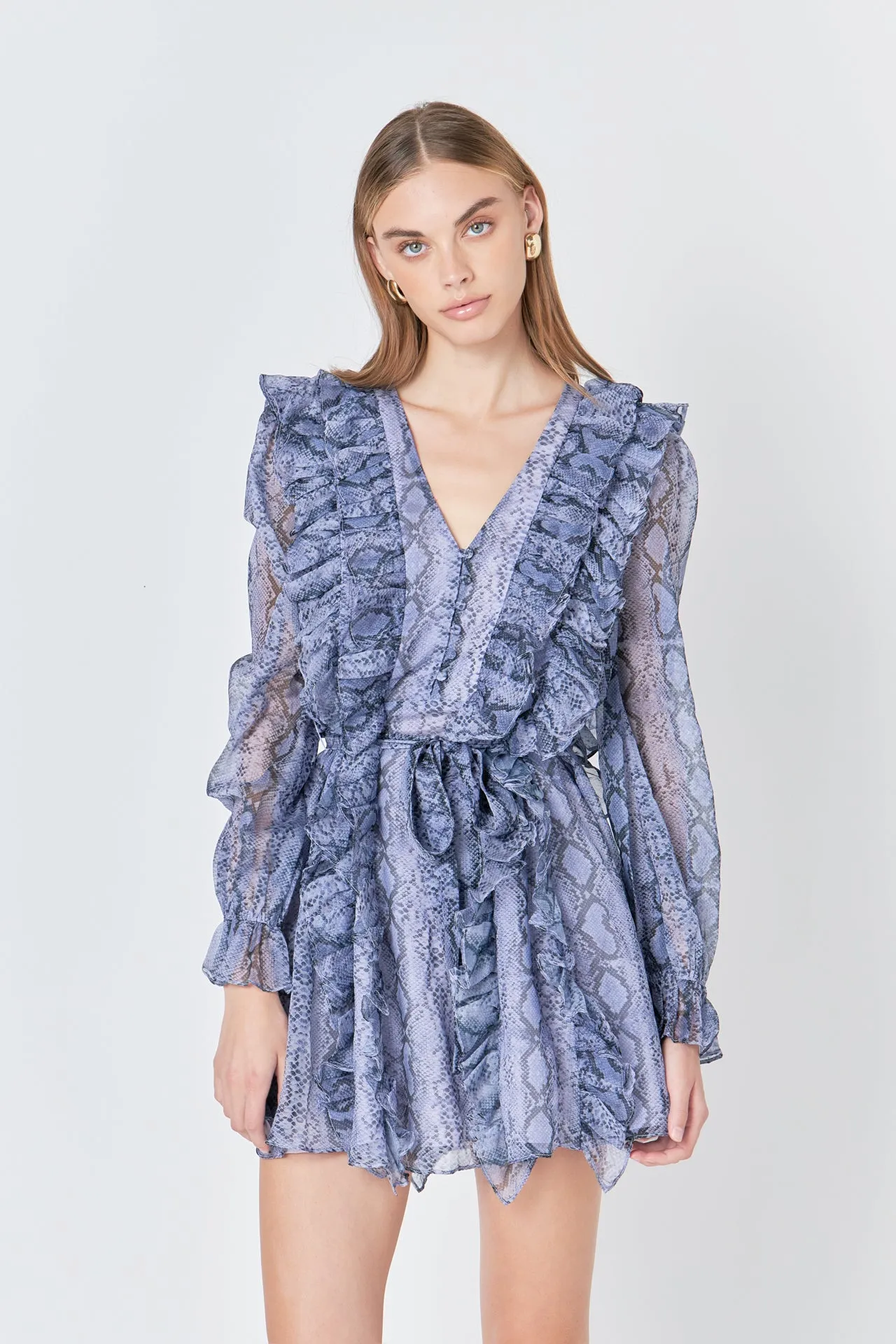 Button Down Long Sleeve Ruffled Mini Dress sold by Endless Rose product image thumbnail 5