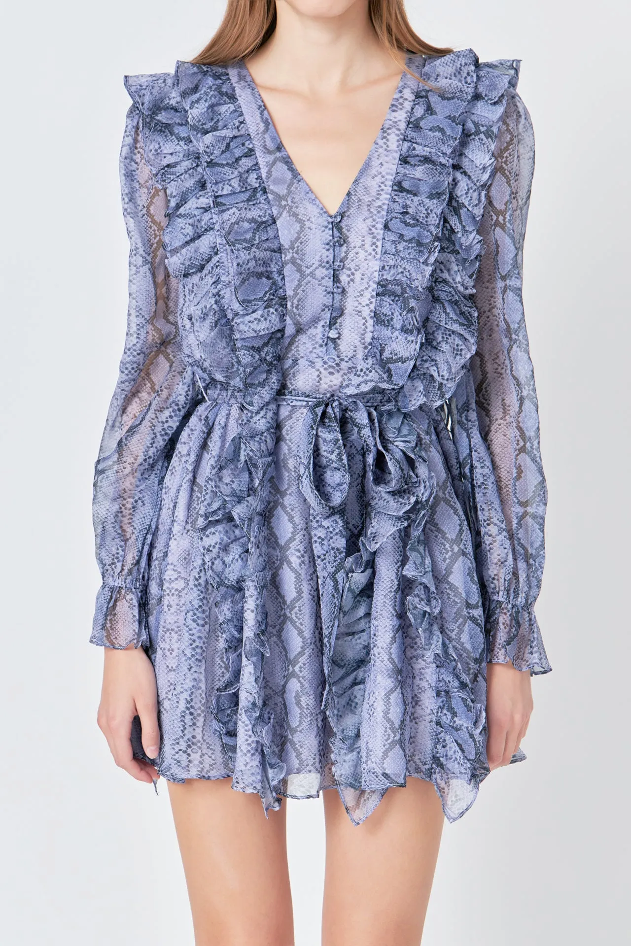 Button Down Long Sleeve Ruffled Mini Dress sold by Endless Rose product image thumbnail 2