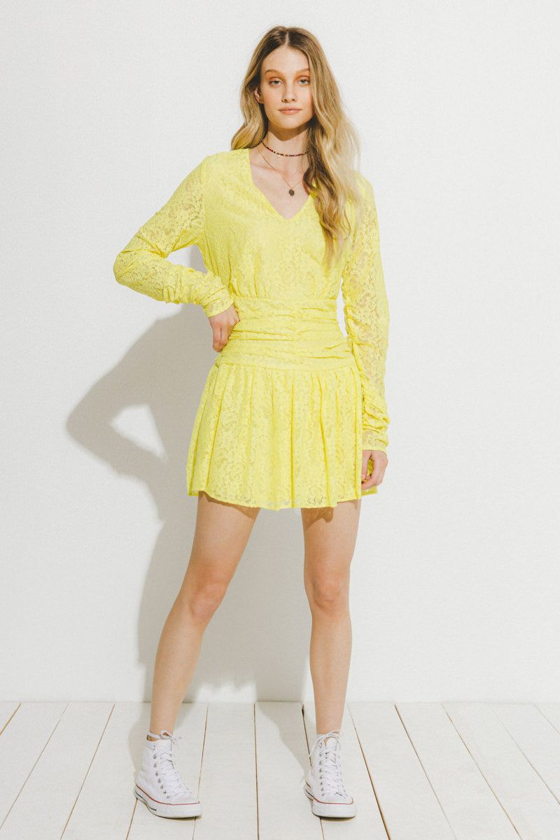 Lace V-Neckline Mini Dress sold by Endless Rose