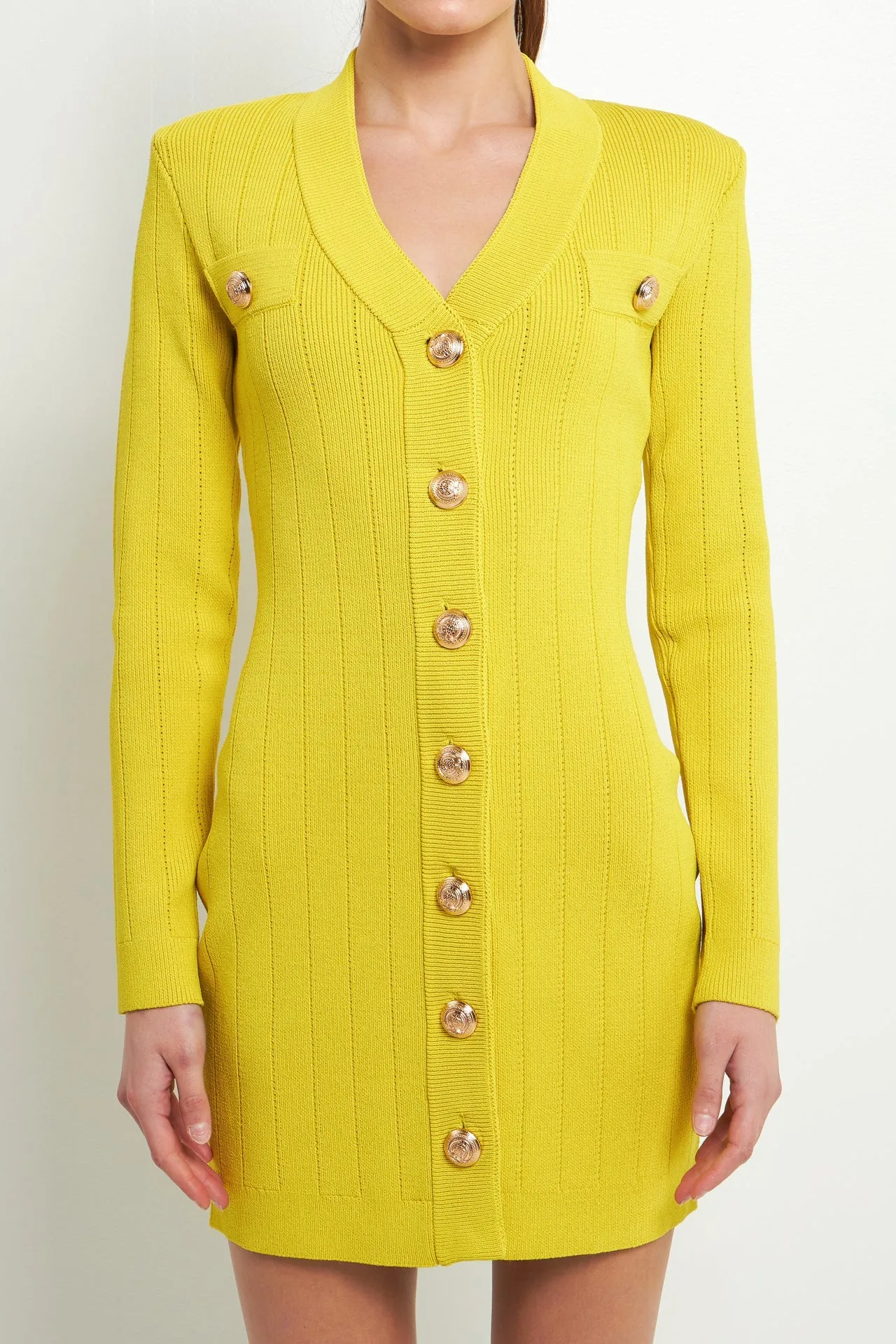 Shank Button V-Neckline Knit Mini Dress - Final sale sold by Endless Rose product image thumbnail 2