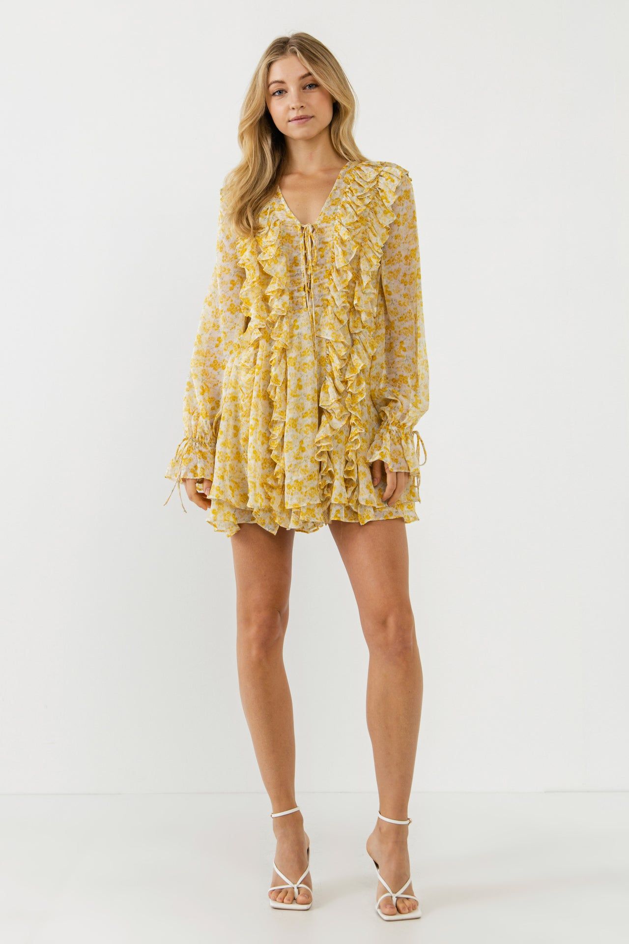 Chiffon Floral Ruffled Mini Dress sold by Endless Rose