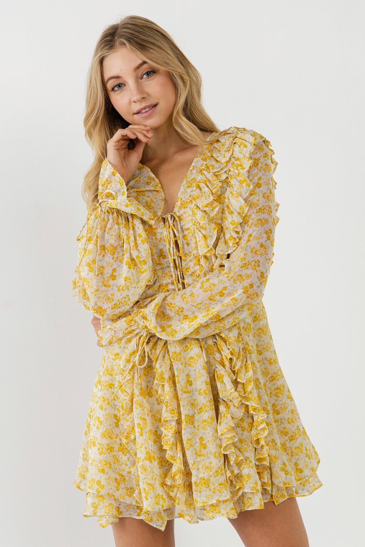 Chiffon Floral Ruffled Mini Dress sold by Endless Rose product image thumbnail 5