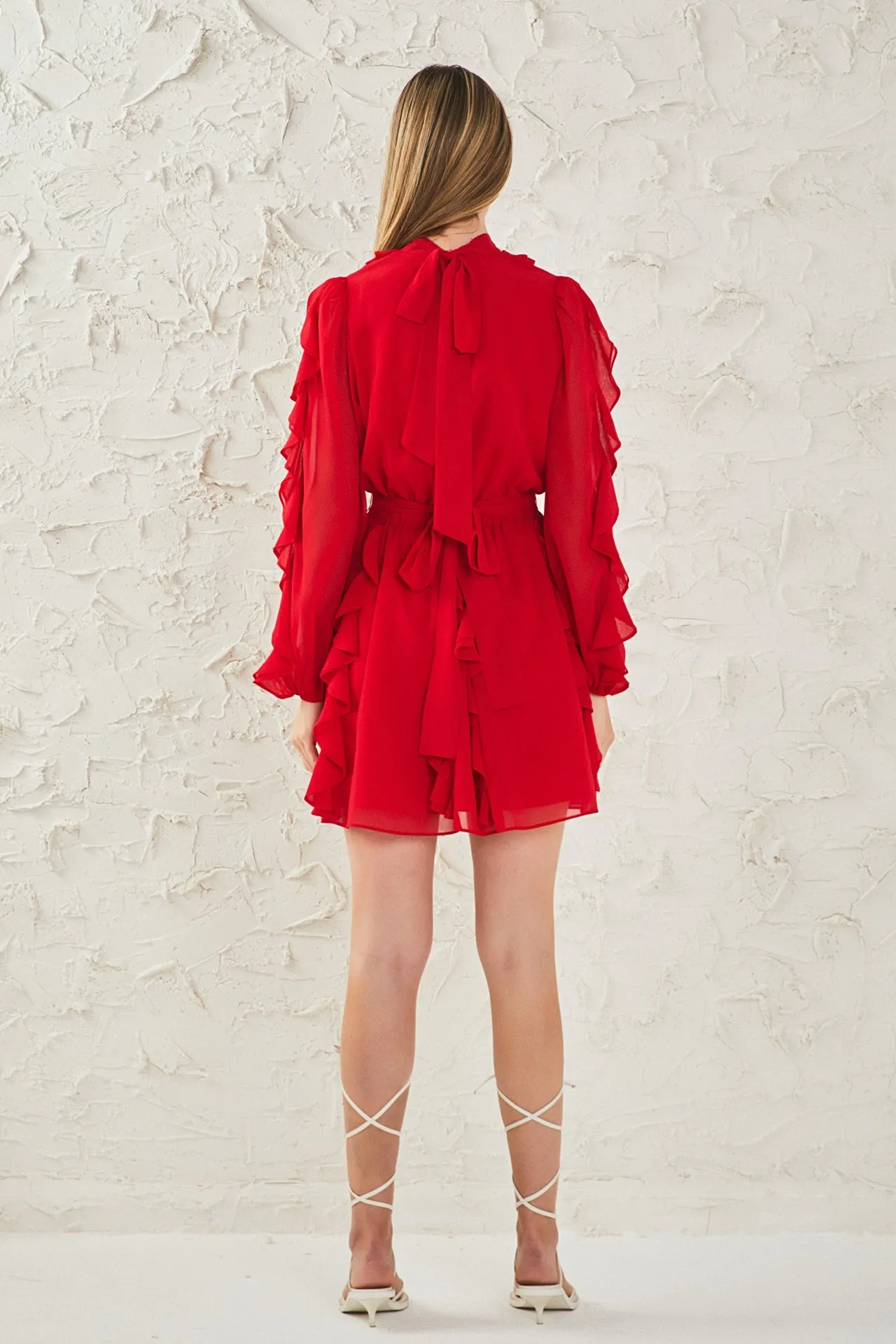 Chiffon Ruffled V Mini Dress sold by Endless Rose product image thumbnail 4