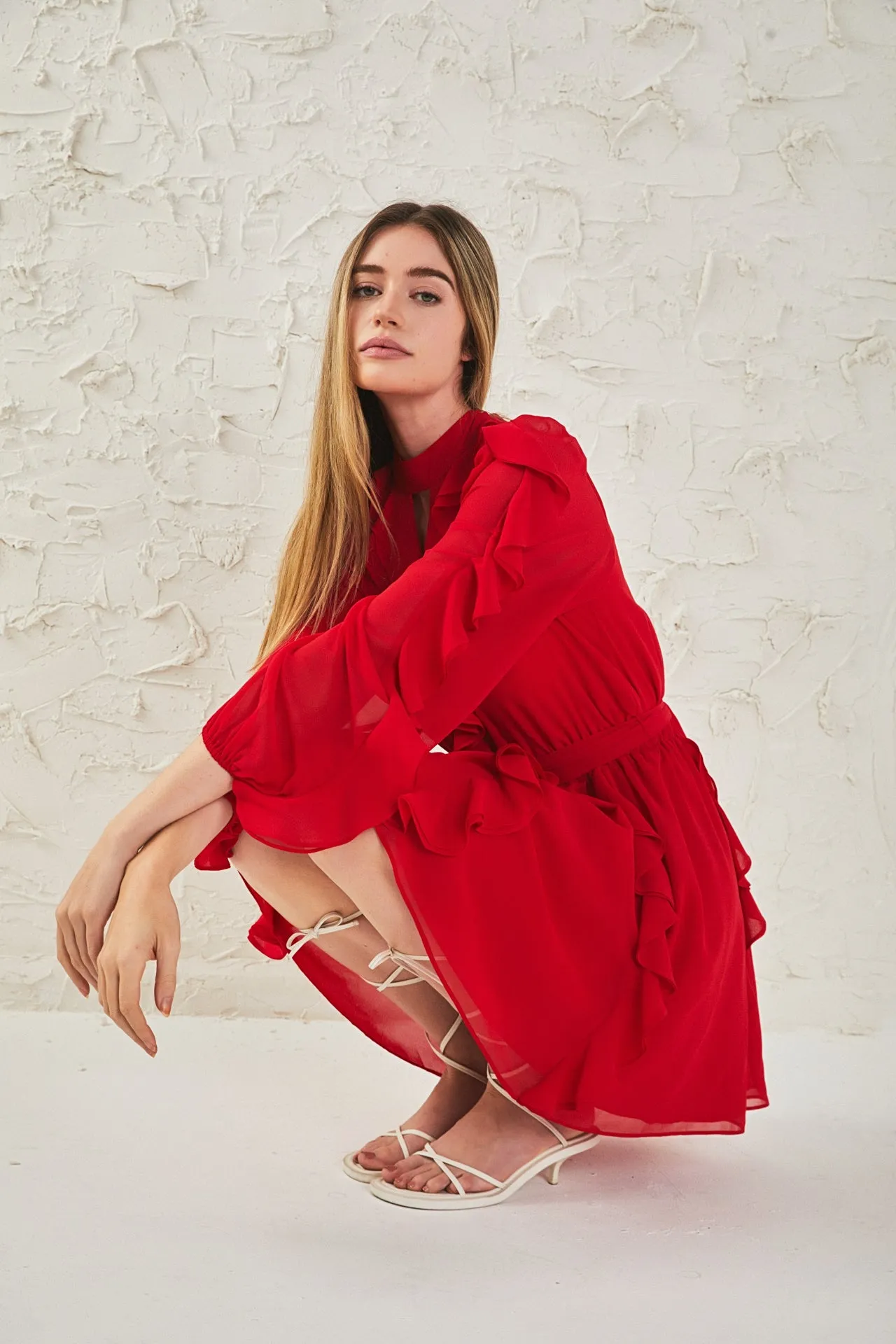 Chiffon Ruffled V Mini Dress sold by Endless Rose product image thumbnail 5