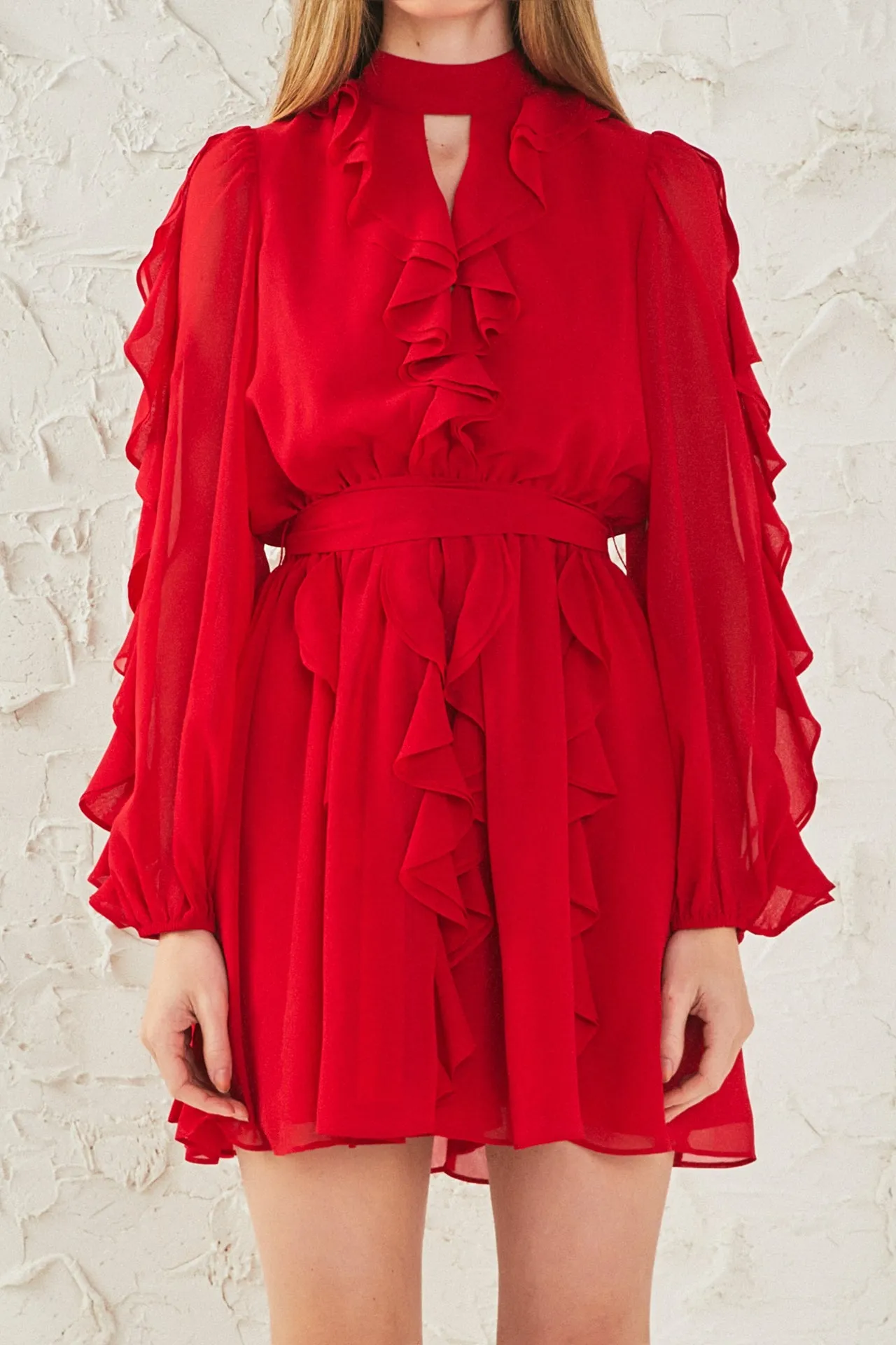 Chiffon Ruffled V Mini Dress sold by Endless Rose product image thumbnail 2