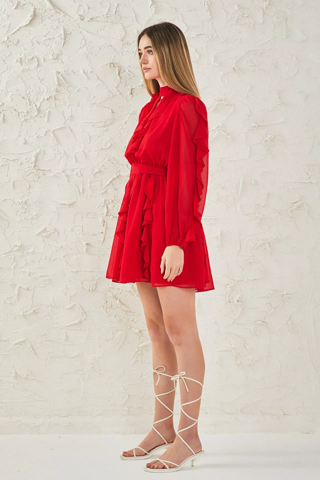 Chiffon Ruffled V Mini Dress sold by Endless Rose product image thumbnail 3