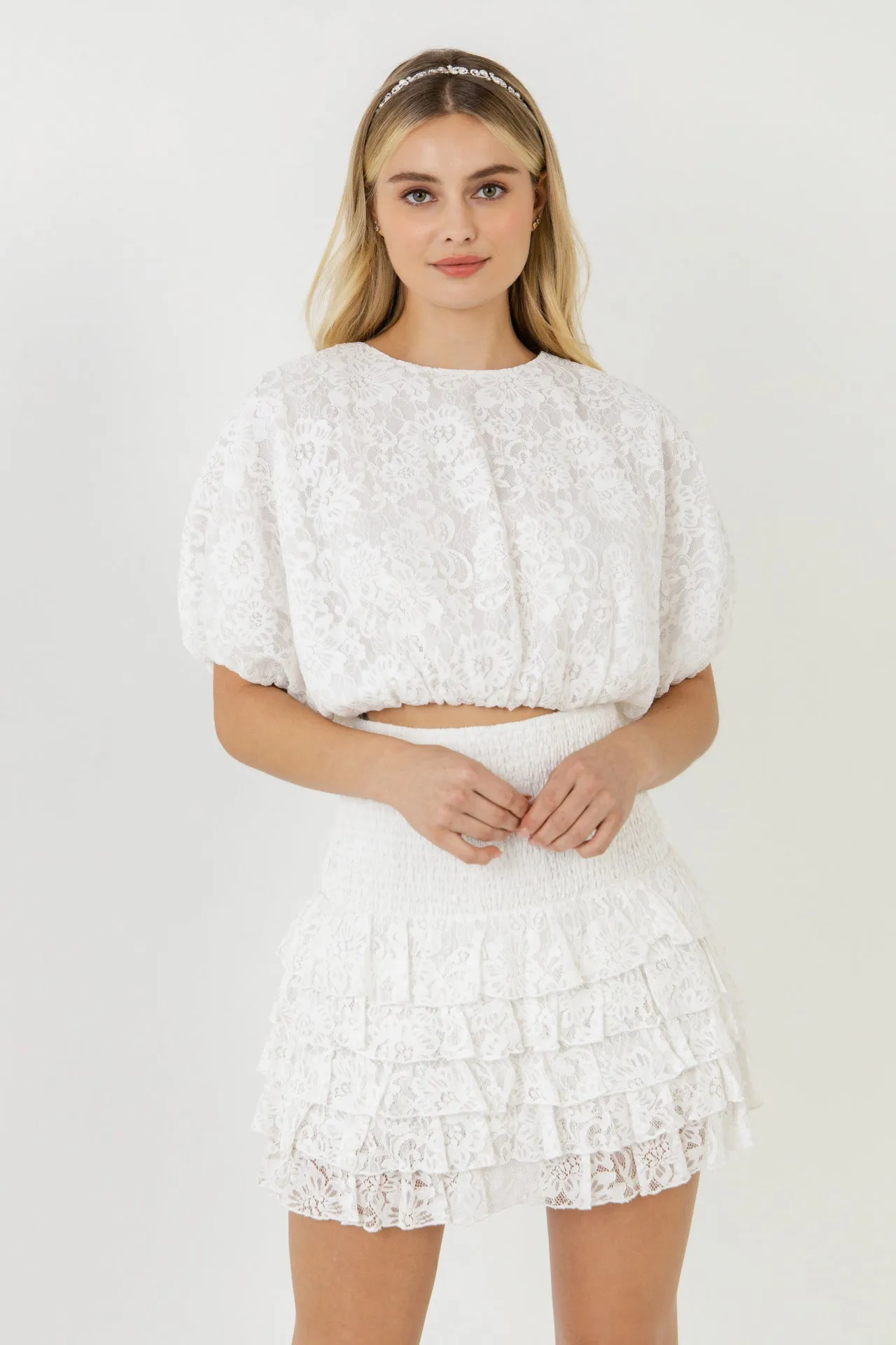 Ruffled Lace Mini Smocked Skirt sold by Endless Rose product image thumbnail 5