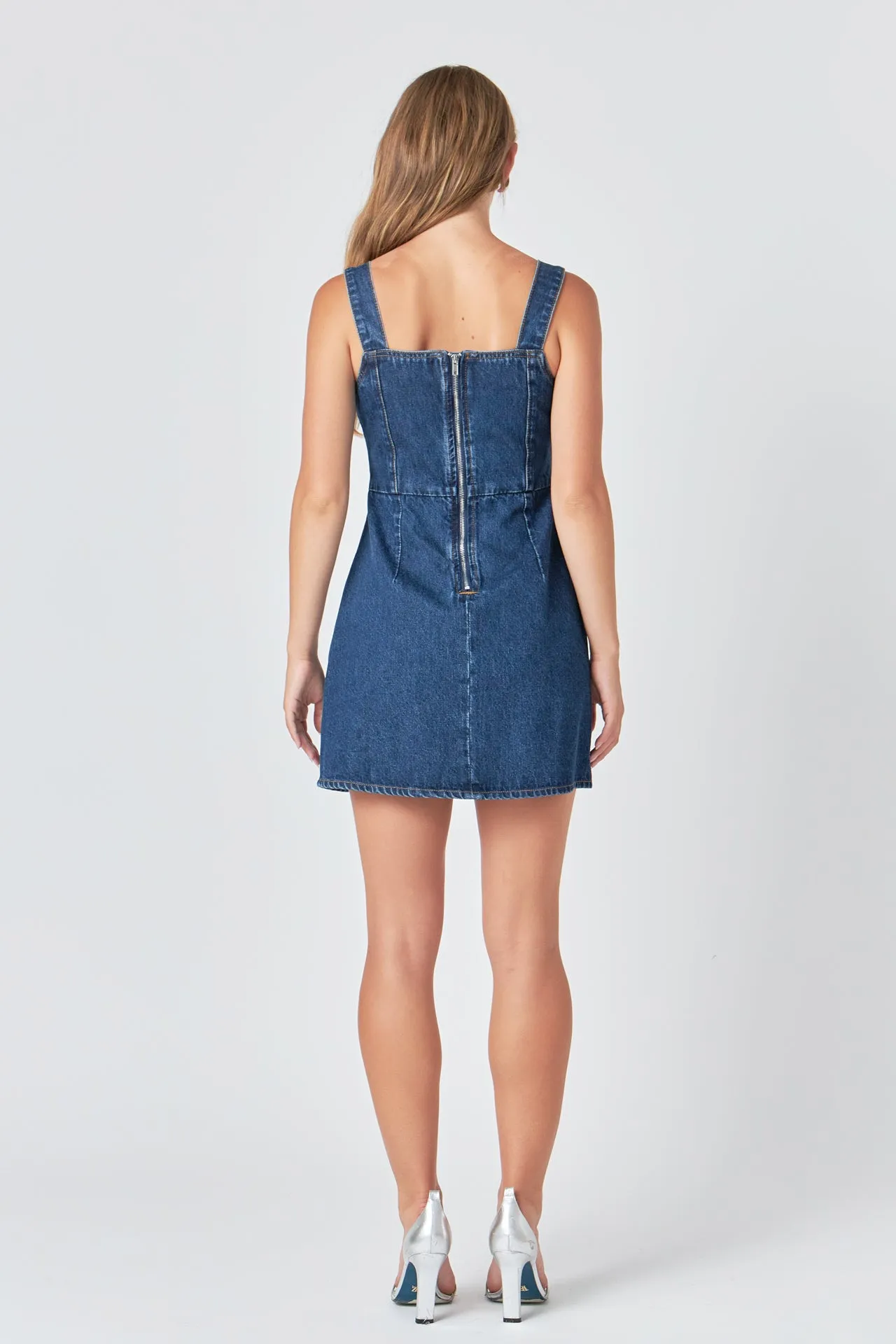 Bow Trim Denim Mini Dress sold by Endless Rose product image thumbnail 4
