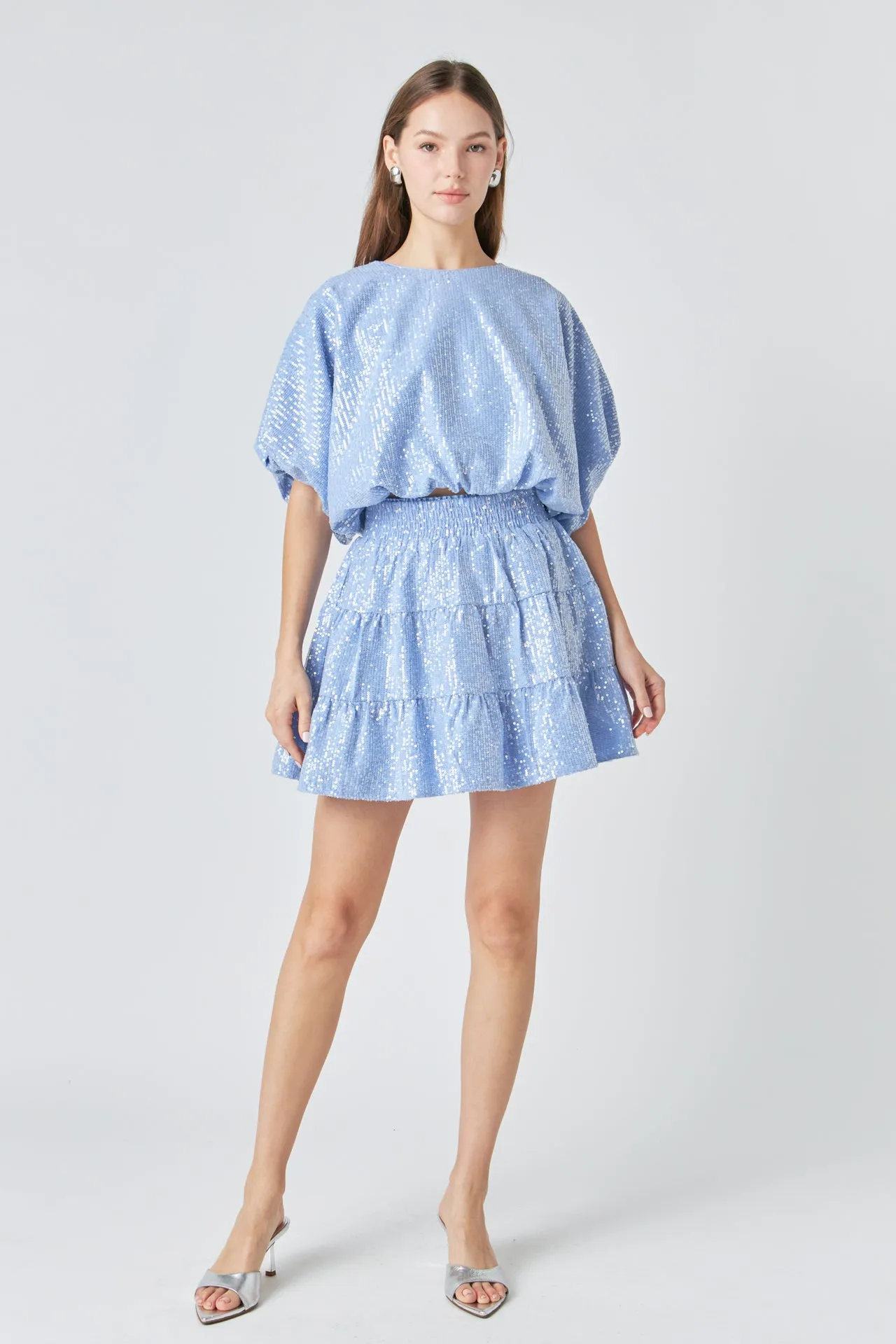 Sequins Ruffled Mini Skirt sold by Endless Rose