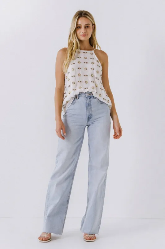 Beads Embroidered Halter Top made by Endless Rose