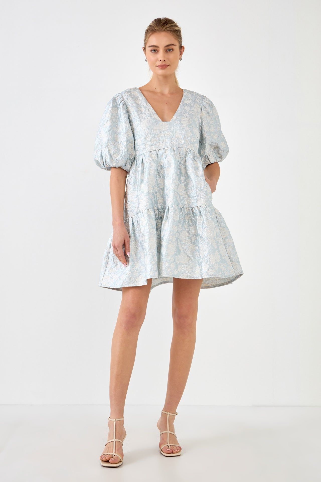Jacquard Puff Sleeve High Low Dress sold by Endless Rose