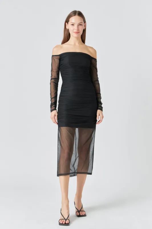 Mesh Off the Shoulder Maxi Dress sold by Endless Rose