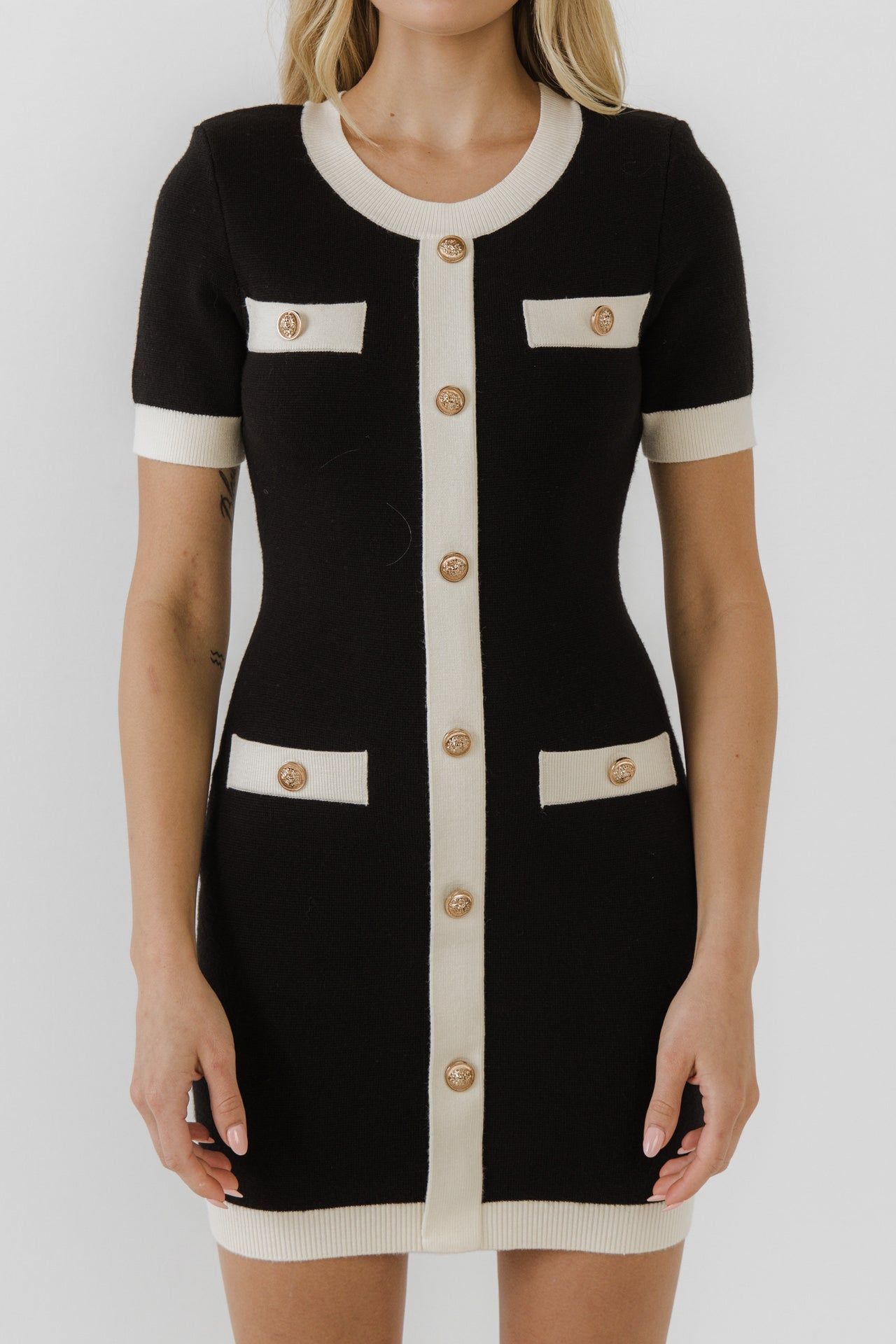 Short Knit Dress with Contrast Ribbing sold by Endless Rose product image thumbnail 2