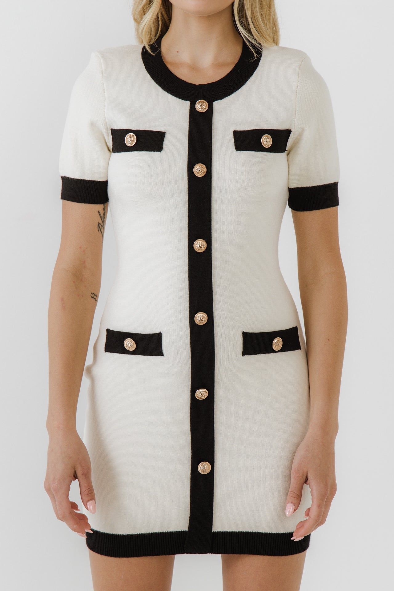 Short Knit Dress with Contrast Ribbing sold by Endless Rose product image thumbnail 7