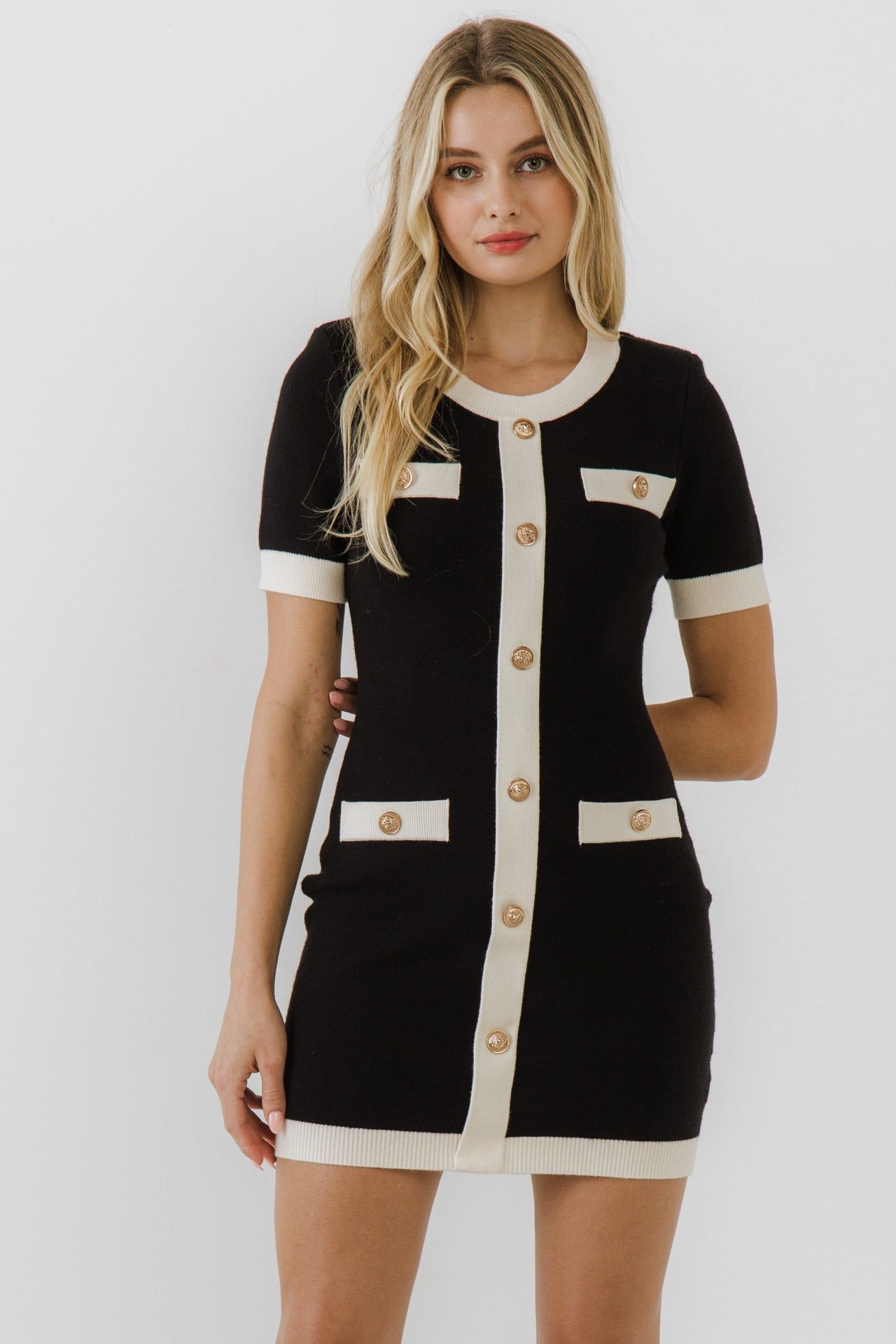 Short Knit Dress with Contrast Ribbing sold by Endless Rose product image thumbnail 5