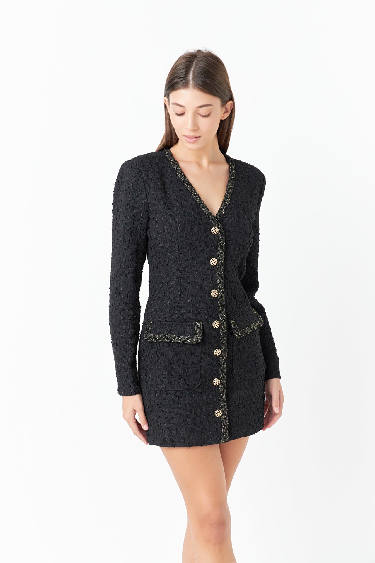 Trim Detail Tweed Dress sold by Endless Rose product image thumbnail 5