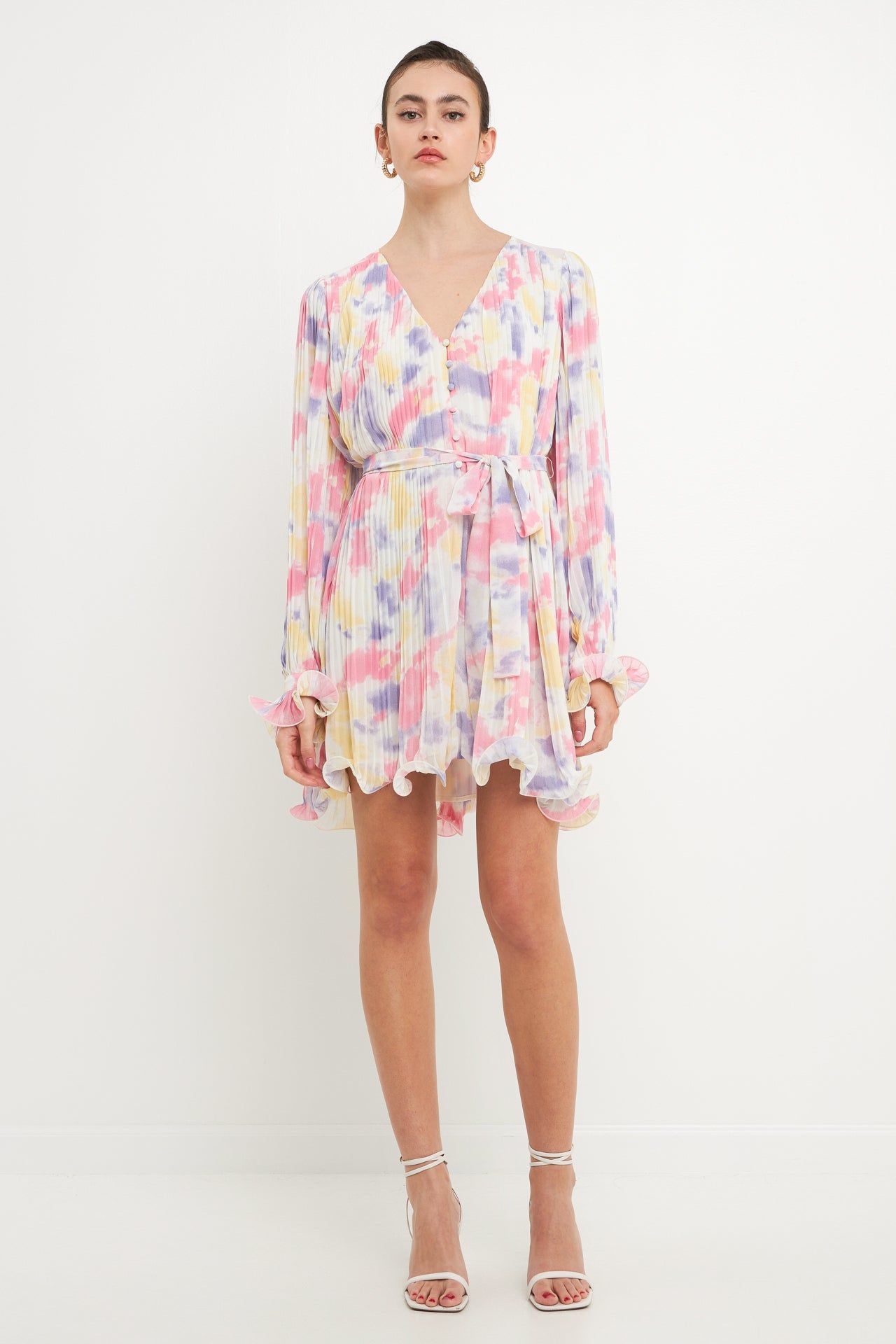 Tie-dye Chiffon Pleated Mini Dress sold by Endless Rose