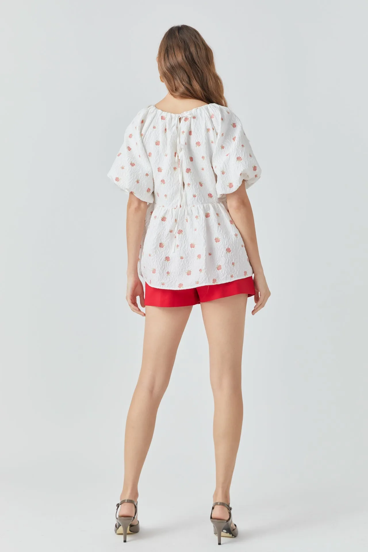 Floral Jacquard Spg Tie Flounce Blouse sold by Endless Rose product image thumbnail 4