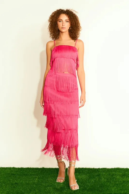Fringe Tiered Maxi Skirt sold by Endless Rose