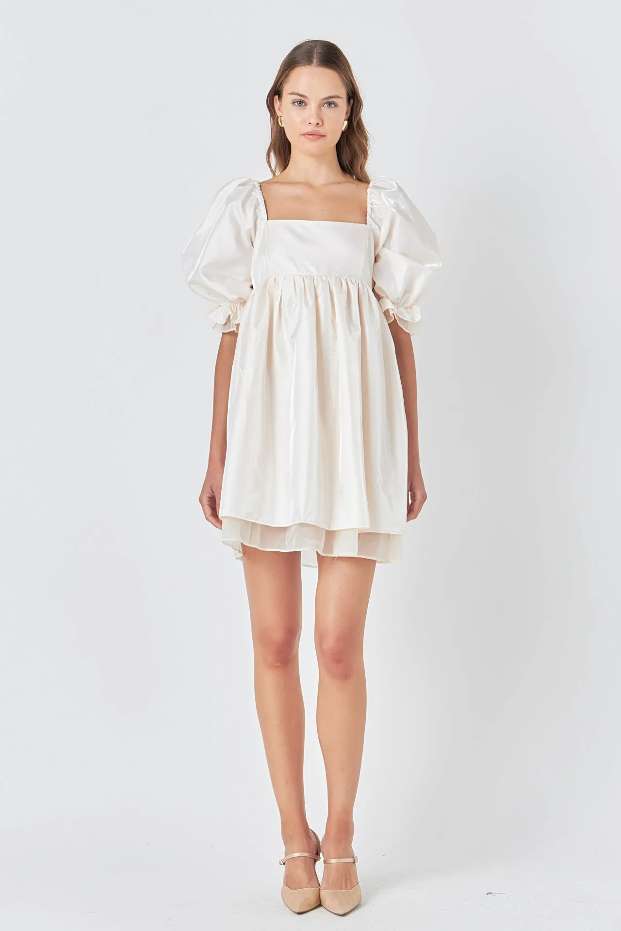 Shiny Puff Sleeve Mini Dress sold by Endless Rose